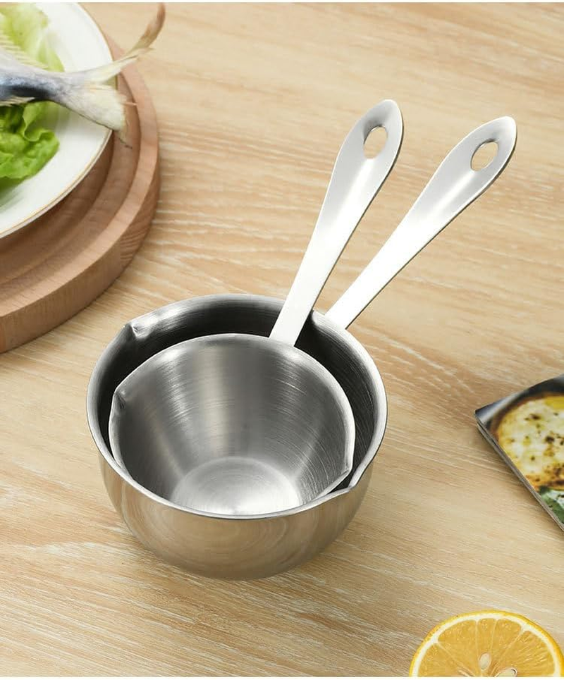 Butter Melting Pot, Stainless Steel Butter Warmer with Dual Pour Spouts, Induction Bottom, Small Saucepan for Stove Top, Coffee Tea Special Small Pot for Hot Oil Splashing (Silver, One Size) image number 2