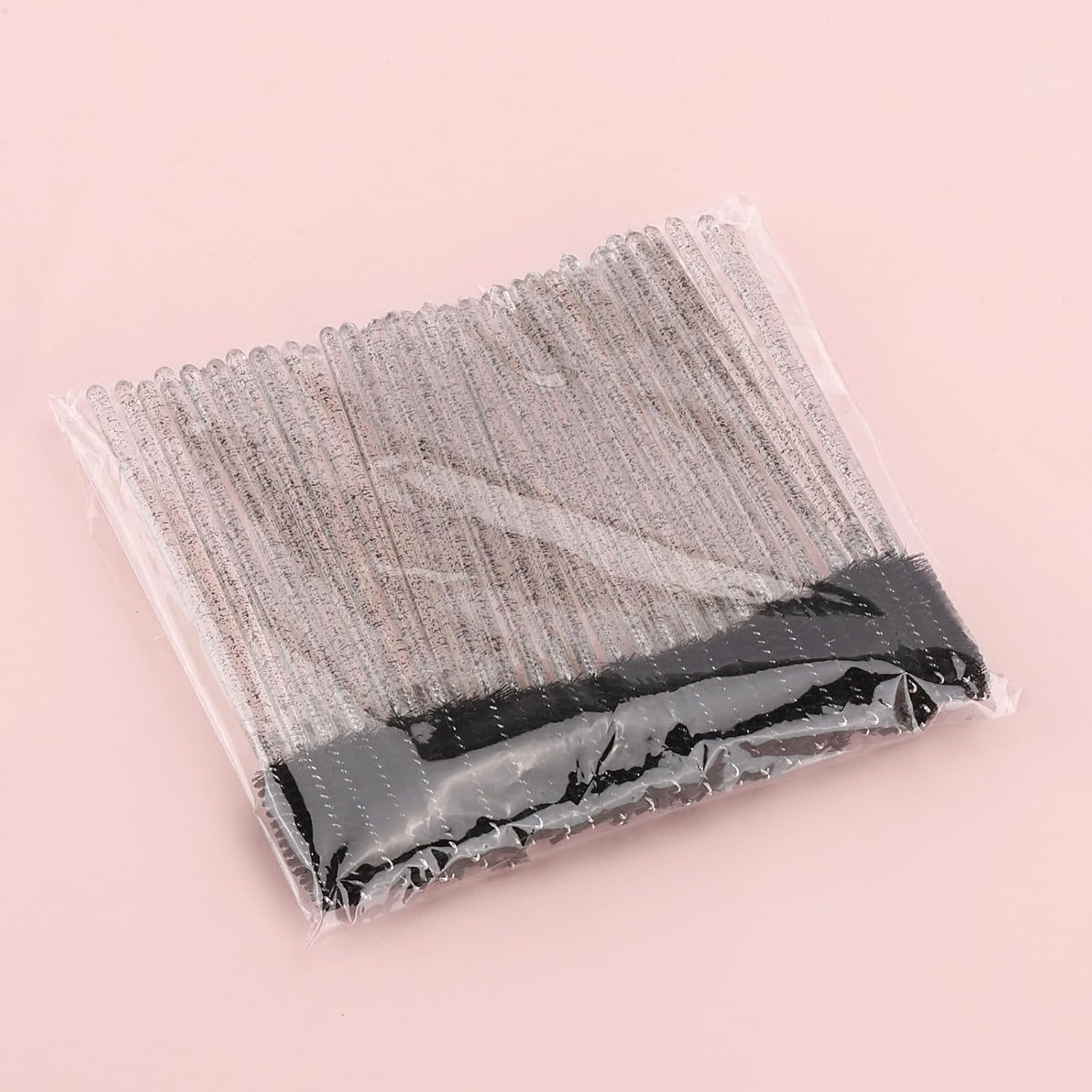 Tbestmax 50 Pcs Disposable Mascara Wands, Crystal Eyebrow Spoolies Brush for Eyelash Extensions, Black Eye Lash and Makeup Brush