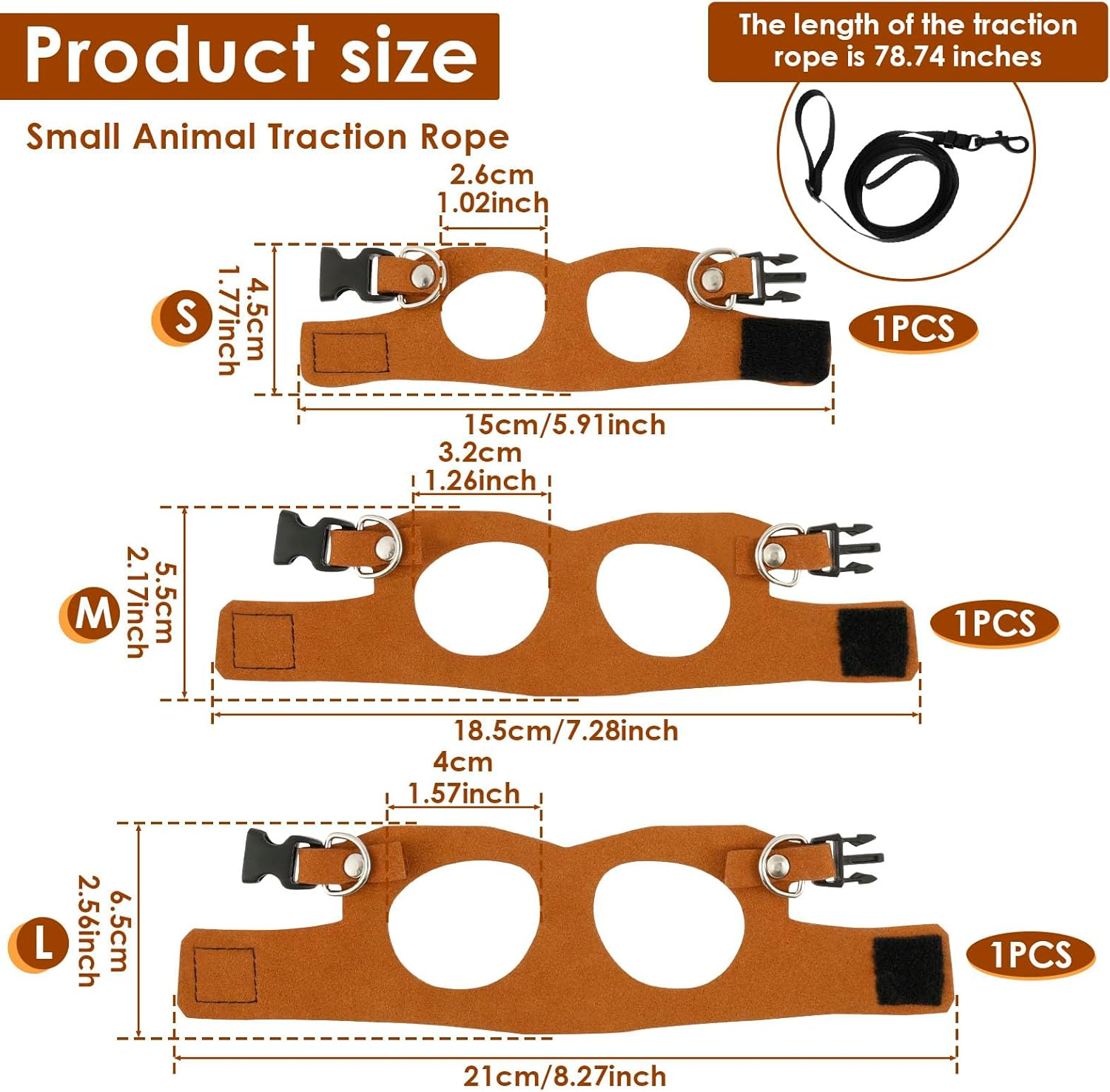 3 Pack Bearded Dragon Harness and Leash Adjustable Soft Leather Lizard Harness 3 Sizes with Leash Accessories for Bearded Dragon Lizard Squirrel image number 4