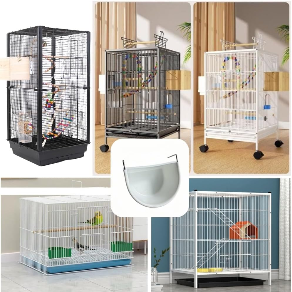 Aknebriax Bird Cage Feeder 2PCS Hanging Bird Food Bowl with Hook 4.3X3.9X2.1 Plastic Water Feeder Bowls for Cage image number 2