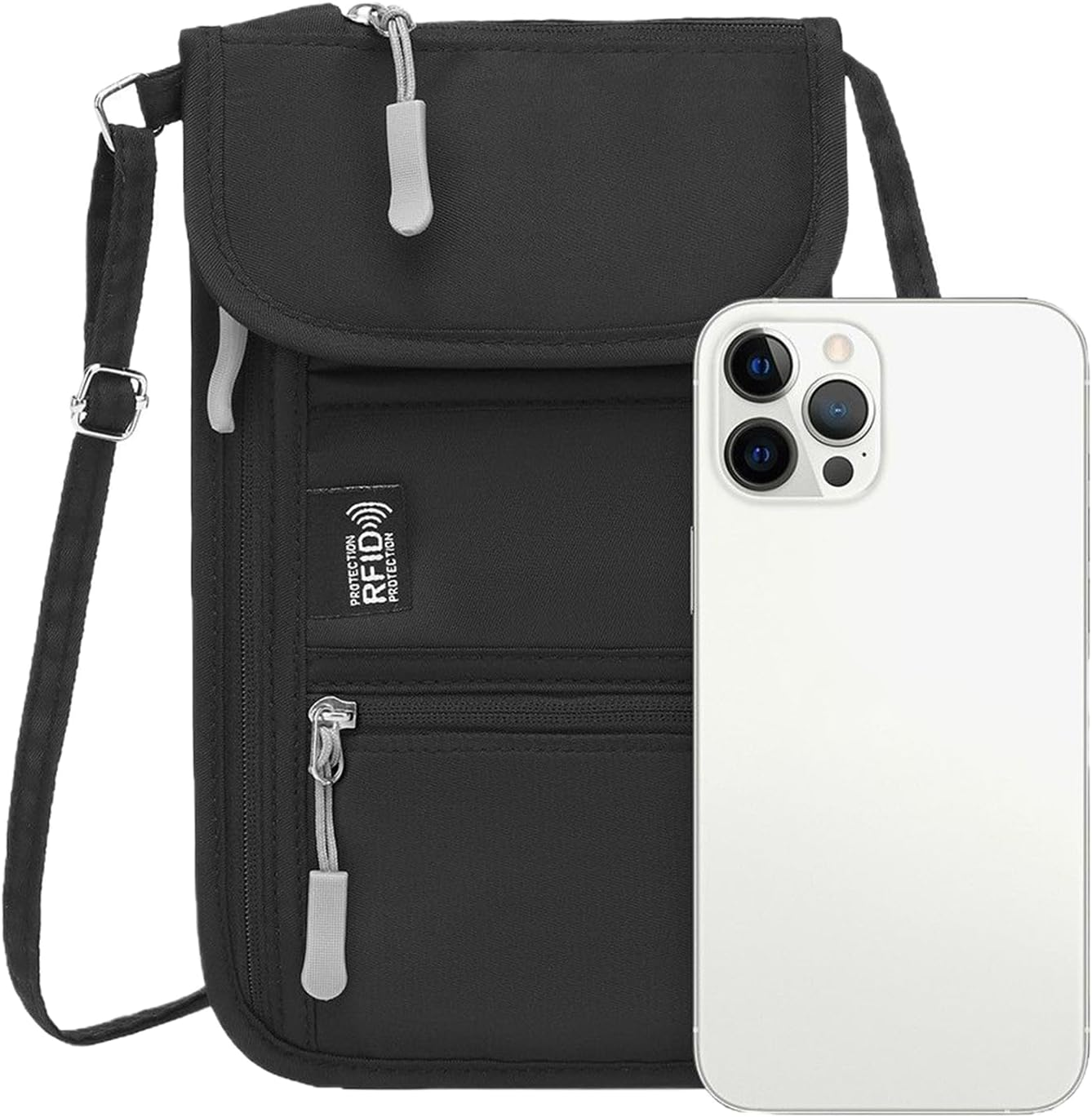 Passport Pouch - Travel Passport Bag - Anti-Theft Document Holder Card Carrier for Mobile Phone Commute Running Beach Business Gym Hiking Daily Camping image number 1