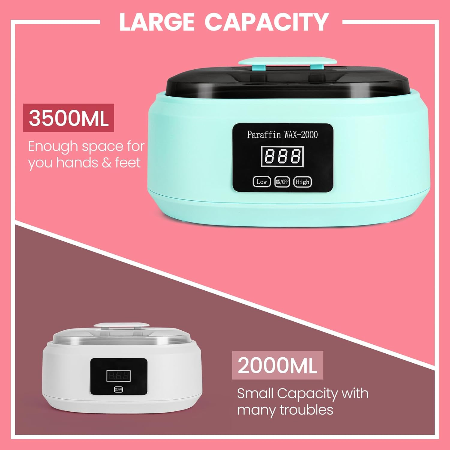 Paraffin Wax Machine for Hand and Feet - 3500Ml Hot Wax Hand Wax Machine with 6 Pcs Paraffin Bath Wax, Foot Wax Paraffin Foot Care Kit, Hand Wax Machine, Moisturizing and Exfoliating-Green AU Plug image number 4