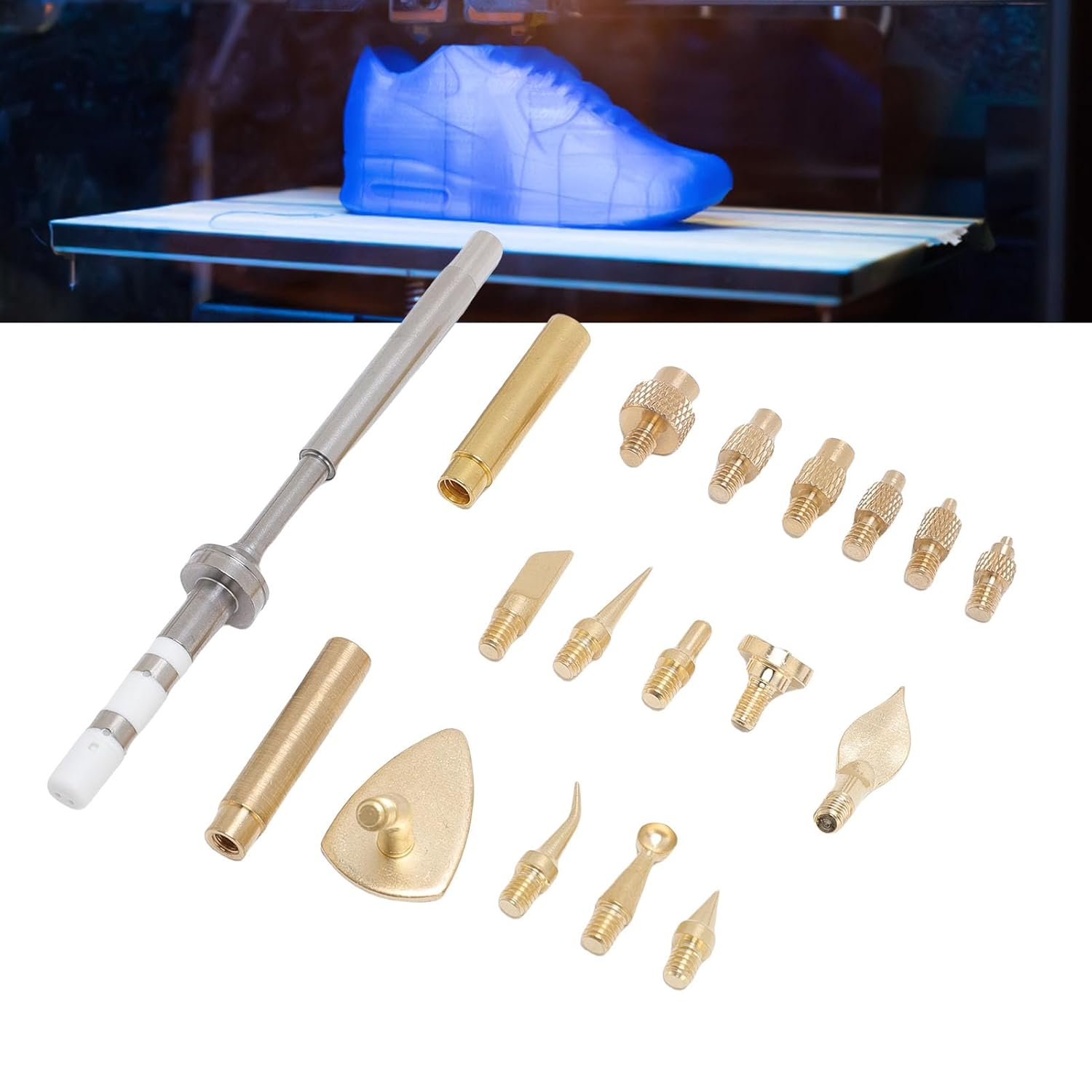 Heat Set Insert Tool 3D Printing Smoothing Kit, Brass Tips Female Thread, Compatible TS100 Soldering Iron 18PCS for ABS PLA Nylon Model Finishing