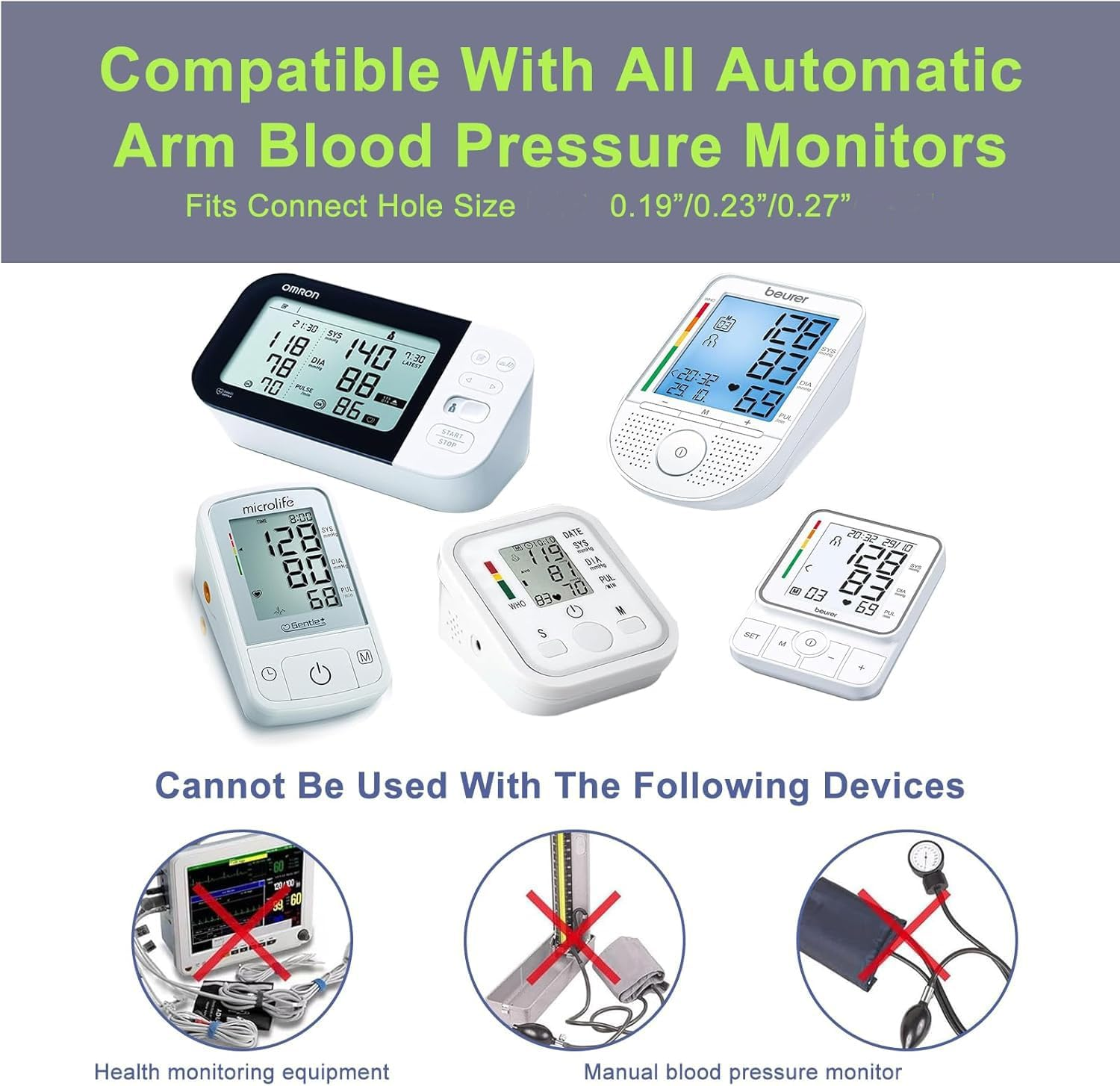 Replacement Extra Large Cuff for Omron BP Monitors 22-52CM Big Arm - Adjustable XL Blood Pressure Cuff, Includes 4 Universal Interface image number 2