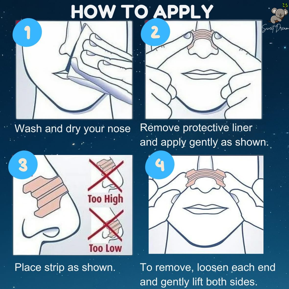 Nose Strips, Clear &ndash; 60 Counts &ndash; Long Lasting, Strong Hold, Open Air Ways - Nasal Strips for Breathing - Extra Strength, Reduce Snoring and Mouth Breathing - Instant Nasal Congestion Relief. image number 4