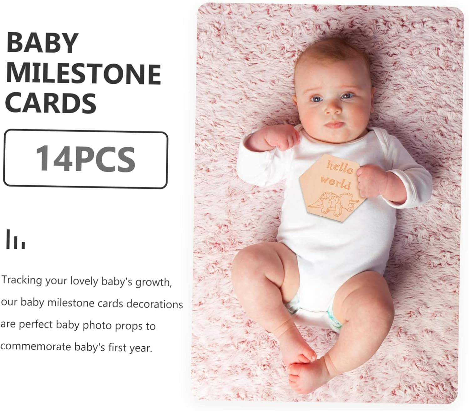 14Pcs Monthly Photoshoot Milestone Card Supplies Newborn Milestone Blocks image number 6