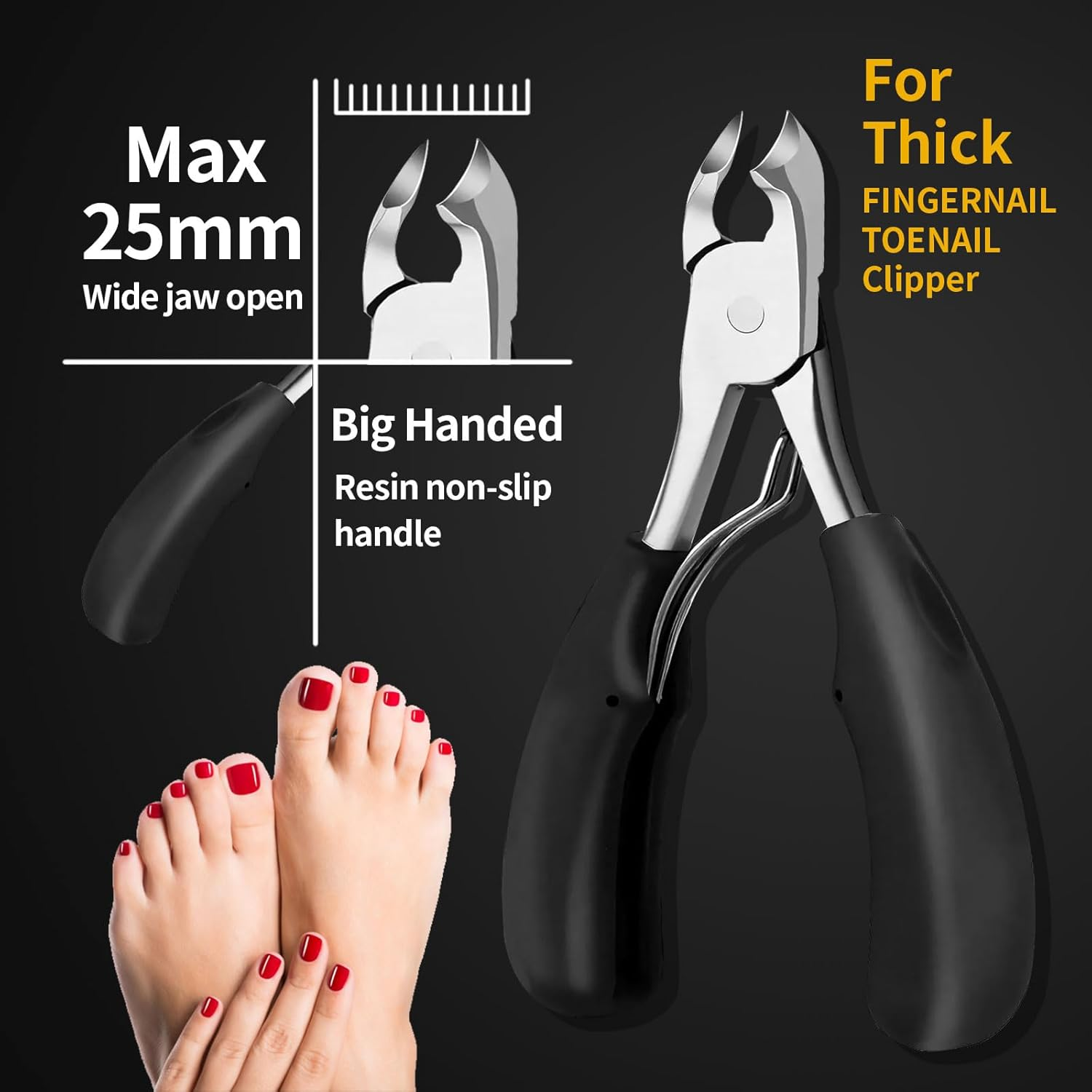 Manicure Set for Seniors and Men, 6 Pieces Pedicure Set for Thick and Deep Ingrown Toenails, Nail Scissors, Toenails with Long Handle, Professional Care Tool BAODANBUTING image number 2