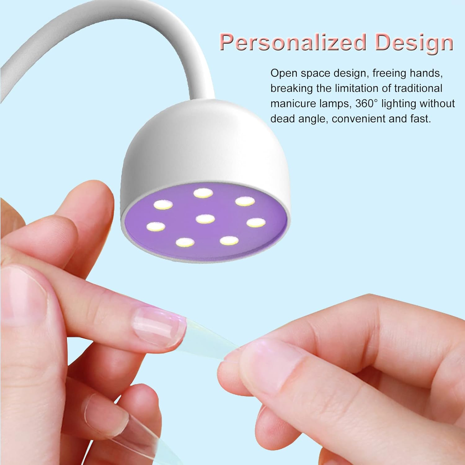 JOSBES Cordless UV LED Nail Lamp, 24W Mini Nail Dryer, 360 Rotatable, Touch Control, White, Plastic, Waterproof, Home DIY & Salon Manicure image number 1