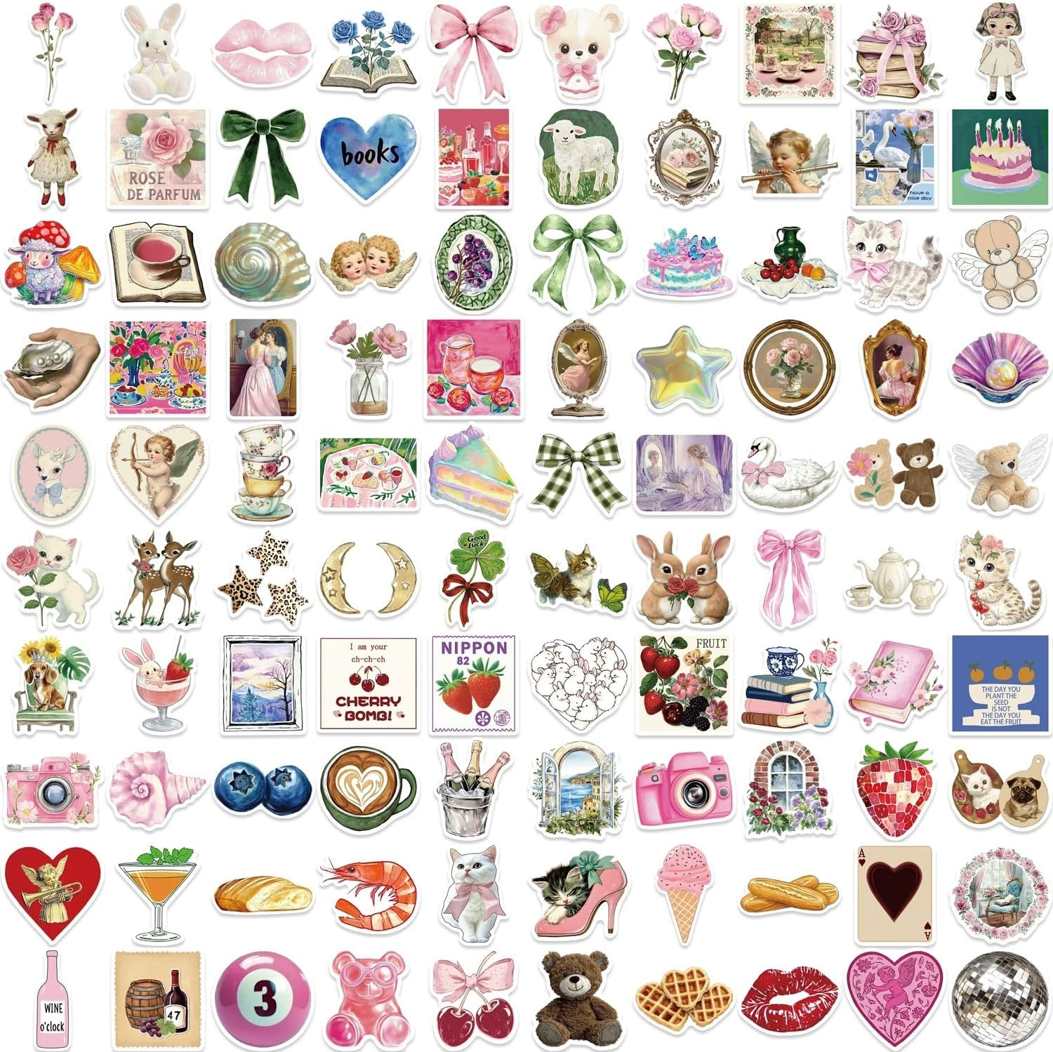 100Pcs Aesthetic Vinyl Stickers,Y2K Retro Graffiti Stickers,Waterproof Sticker for Phone Laptop Bottles Skateboard Computer Phone Luggage Guitar Gifts Sticker for Kids Teens Girls image number 1