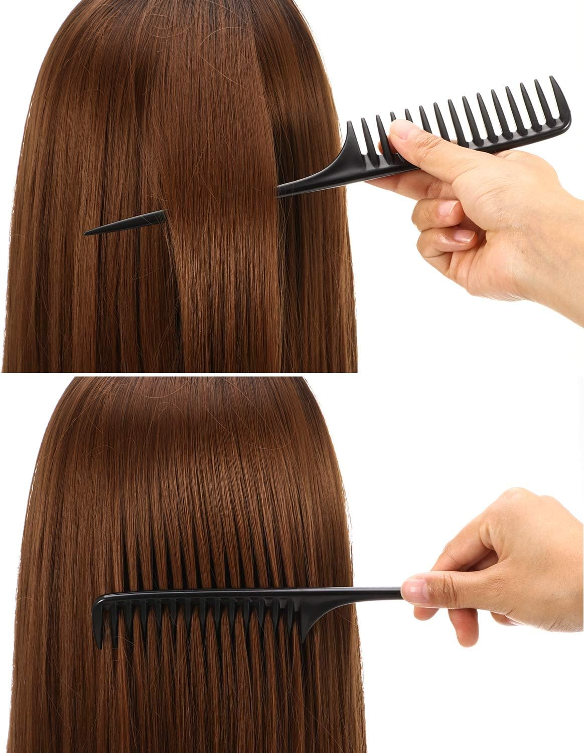 Leinuosen 3 Pack Wide Tooth Tail Combs, Black Carbon Fiber Teasing Salon Back Styling Comb anti Static Heat Resistant, Suitable for All Kinds of Hair image number 3