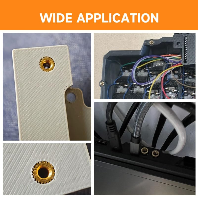 Knurled Nuts Thread Lnsert, 25Pcs Brass Double Hole 1/4X6X8Mm, Threaded Insert Nuts 3D Printing、 Wood with Bolts、Plastic