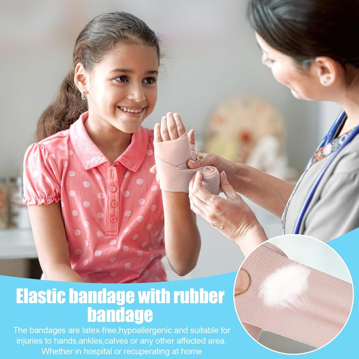 Elastic Bandage Wrap, 4 Pcs (4Inch X 15Ft) Durable Compression Bandage with Clips, Lightweight Portable Bandages for Ankle, Wrist, Arm, Leg Sprains image number 5