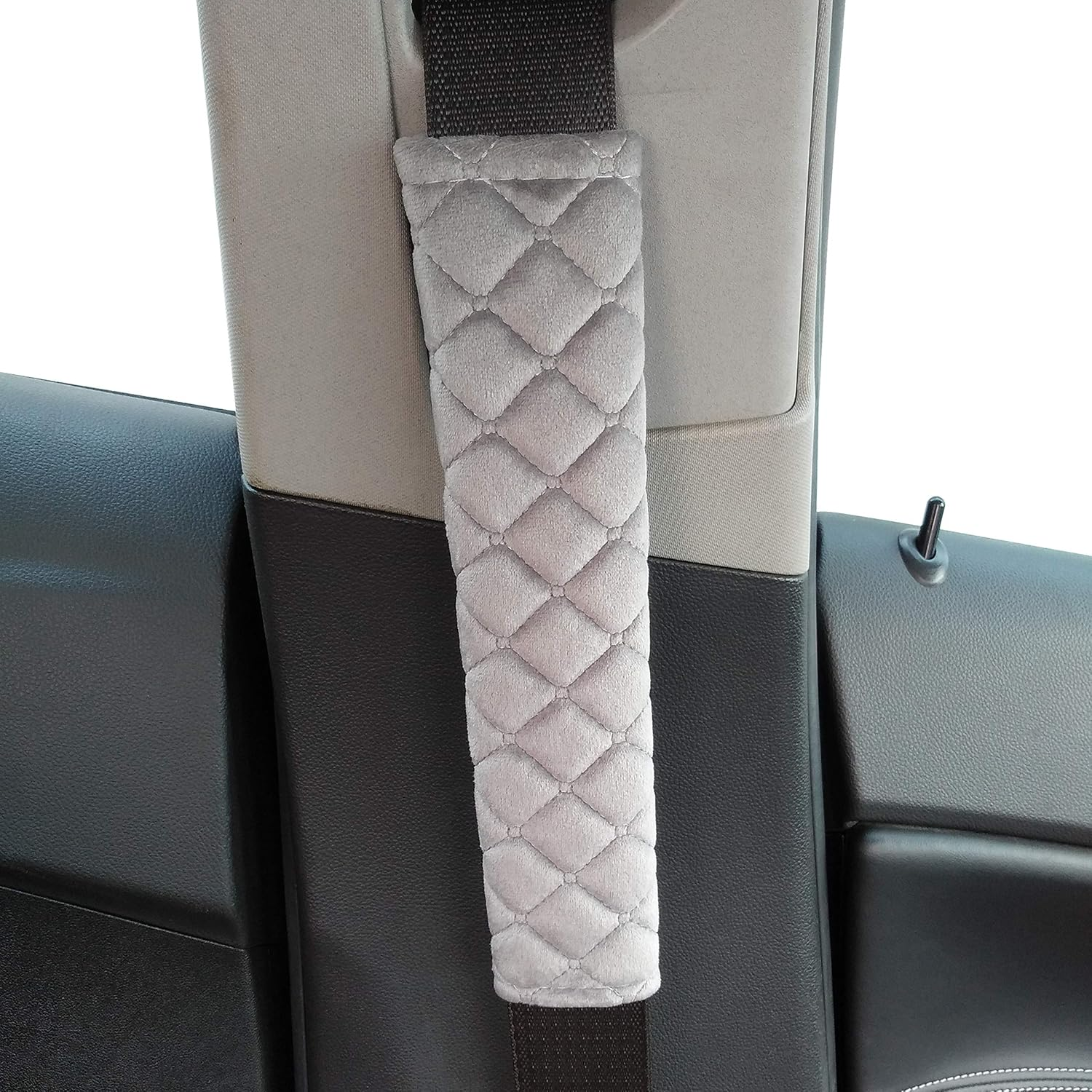 4 Pack Universal Car Seat Belt Pads, Adult Seat Belt Shoulder Strap Covers Harness Pad for Car/Bag,Soft Comfort Helps Protect You Neck Shoulder from the Seat Belt Rubbing 4Pack-Gray image number 4