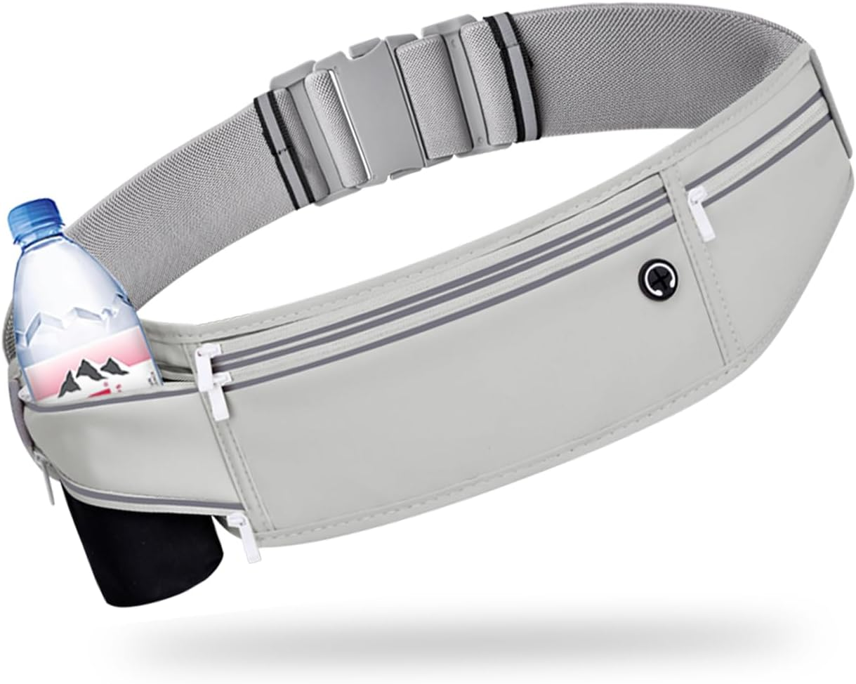 Slim Running Belt for Women Men,Runners Fanny Pack Phone Holder,Money Belt,Running Gear Accessories,With 3 Pockets (Jet Pink)