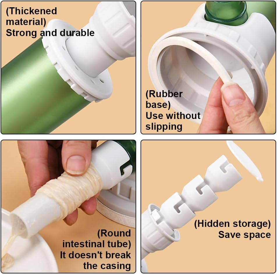 MTSDM Manual Sausage Stuffer, Kitchen Homemade Sausage Machine with 4 Stuffing Tubes, Vertical Sausage Maker Fast Meat Stuffer Sausage Filling Fast Salami Syringe for Household Commercial Use image number 5