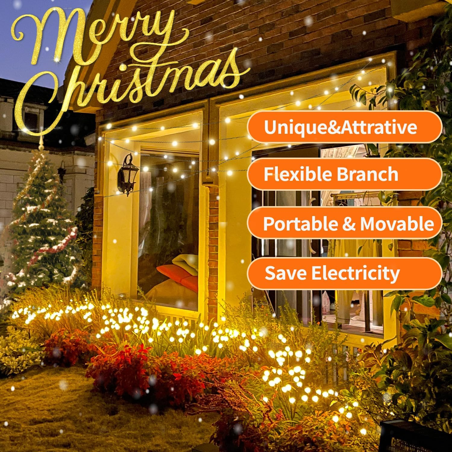 Solar Garden Lights 4 Pack Waterproof IPX5, 32 Led Solar Outdoor Lights Outdoor, Firefly Lights, Wind Swaying Dancing Light, Outdoor Decorations Light(4Pack 8Led)