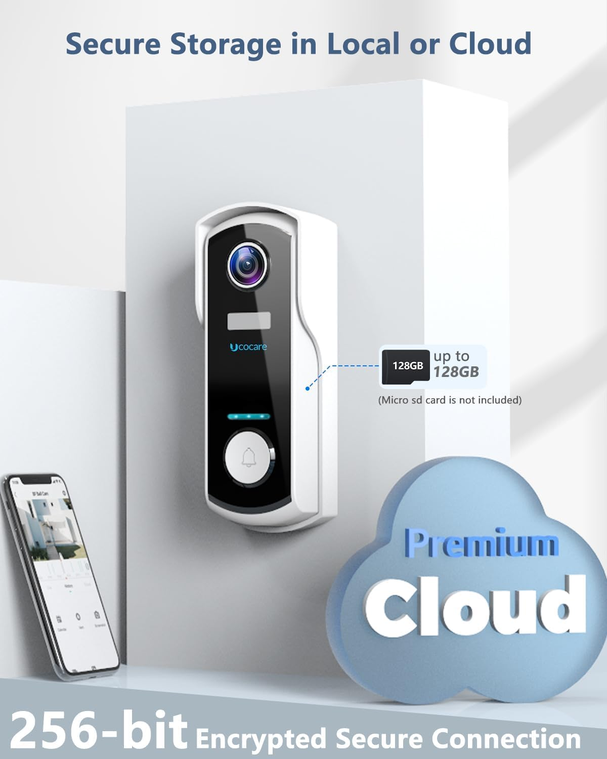 Video Doorbell Camera Wireless with Chime, UCOCARE 2K/4MP Wifi Camera Doorbell with Motion Detection, Night Vision, 2-Way Talk, Voice Changer/Message, AI Motion Detection, Support Tf/Cloud Storage image number 6