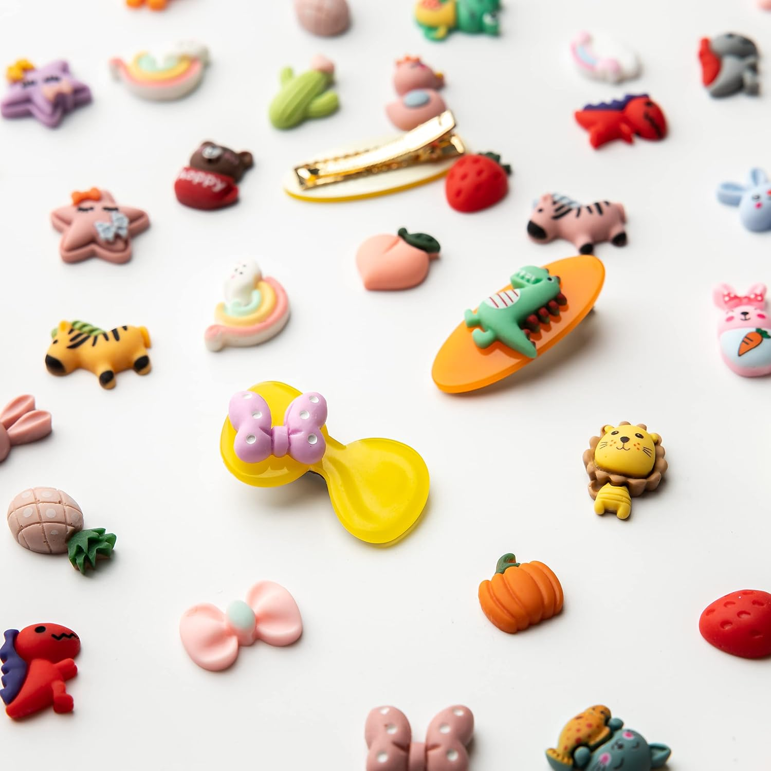 Slime Charms Cartoon Animal and Fruit Cute Set - Mixed Lot Assorted Fruit Resin Flatback Cute Sets for DIY Crafts Making,Decorations,Scrapbooking,Embellishments,Hair Clip 100Pcs - A 25 image number 7