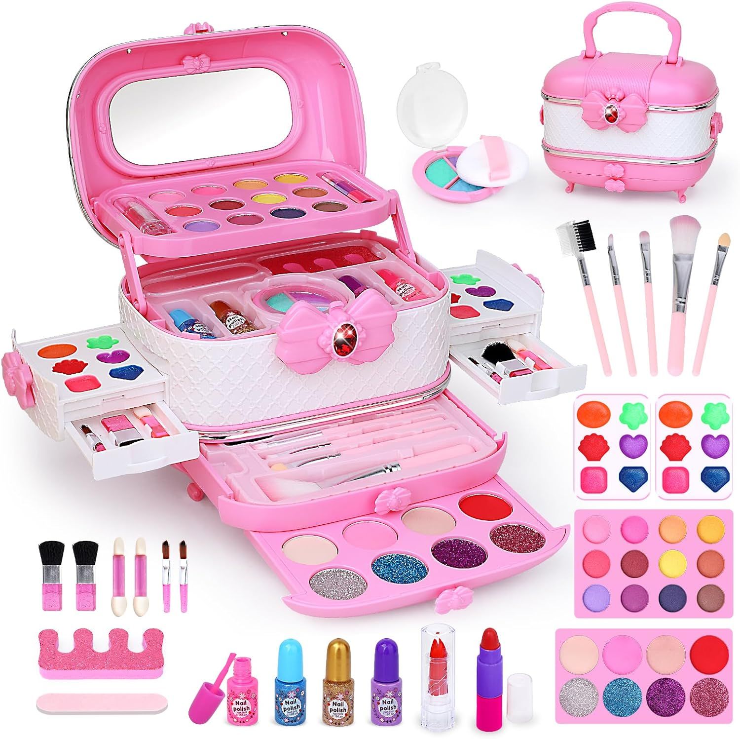 Kids Makeup Kit, Toys Kids Makeup Set for Girls, Washable Kids Make up Kit with Real Cosmetic Set Toys, Pretend Play Makeup Toys Gifts for Toddlers Kids Girls 3 4 5 6 7 8 Years Old image number 1
