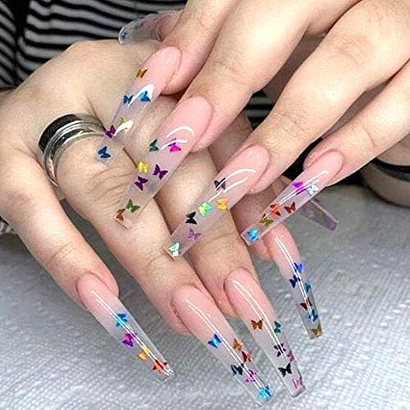 CHANGAR Butterfly Nail Art Glitter Sequins, 3D Laser Butterfly Nail Decals Sticker Holographic Nail Sparkle Glitter for Manicure Make up DIY Decals Decoration image number 4