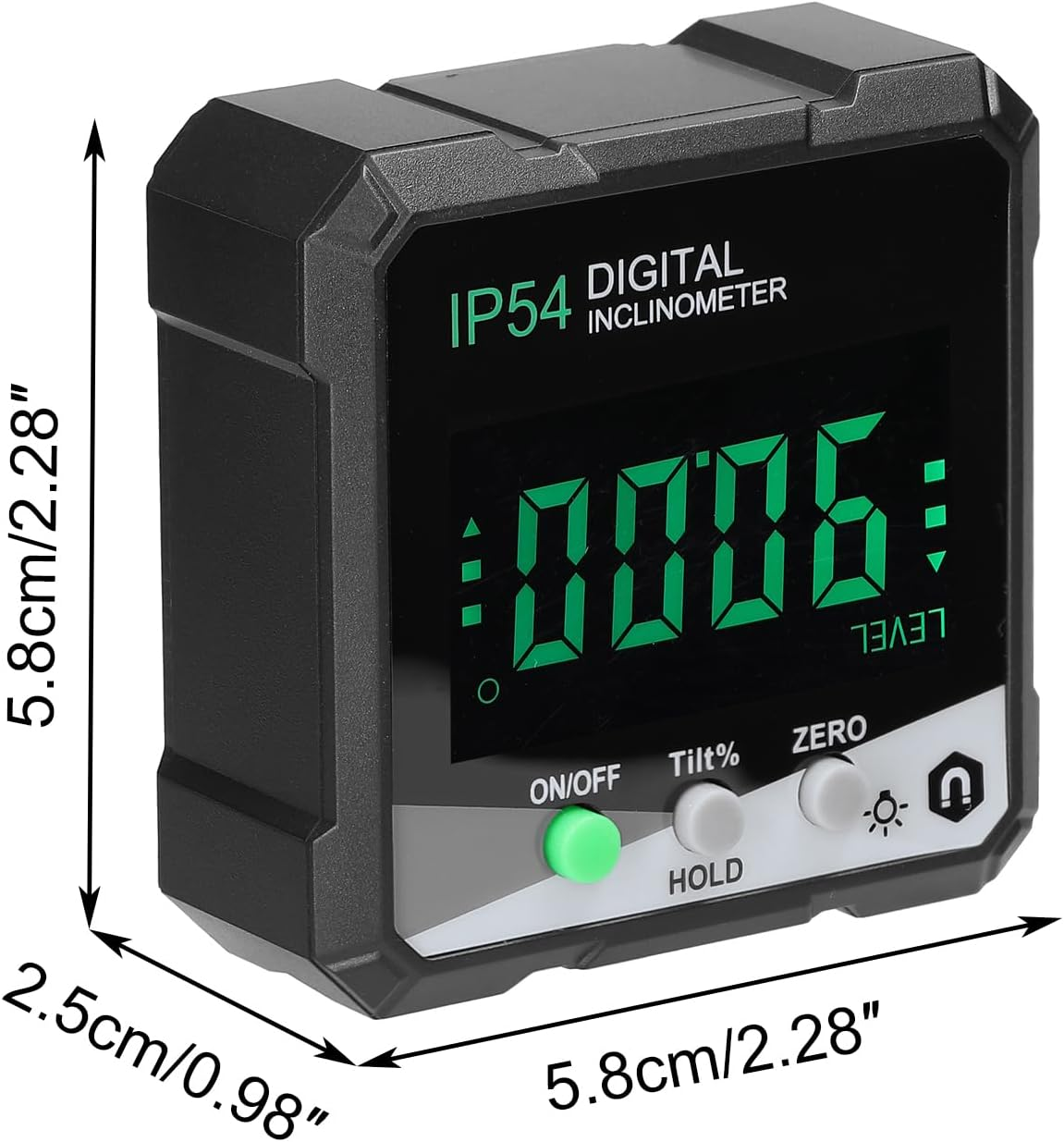 Lancoon Digital Inclinometer, Angle Finder with Bevel Gauge LCD Display Backlight Magnetic Base High Accuracy Waterproof Battery Powered Measuring Tool Plastic for Woodworking Black image number 5