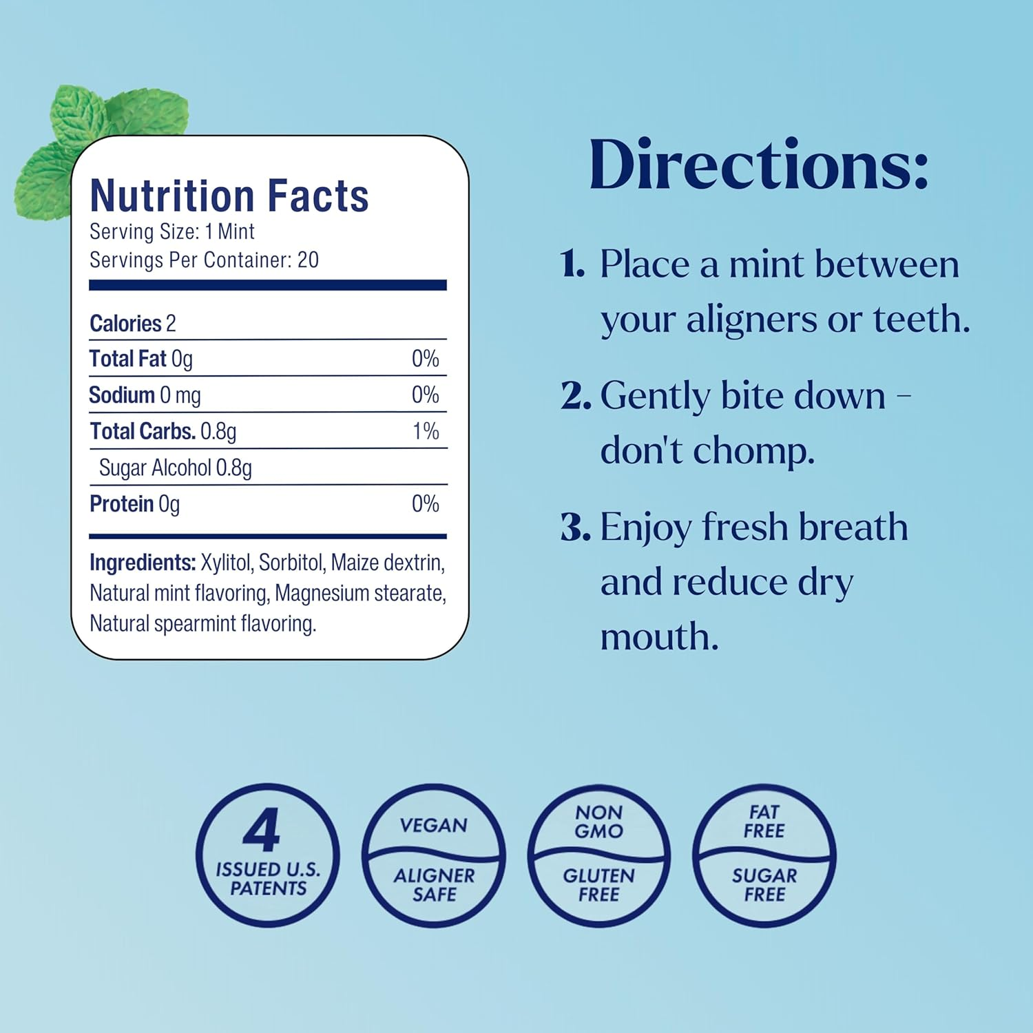 Movemints Clear Aligner Mints - Specially Designed for Invisalign Braces - Edible Alternative to Chewies - Spearmint Flavor - 7 Pack image number 2