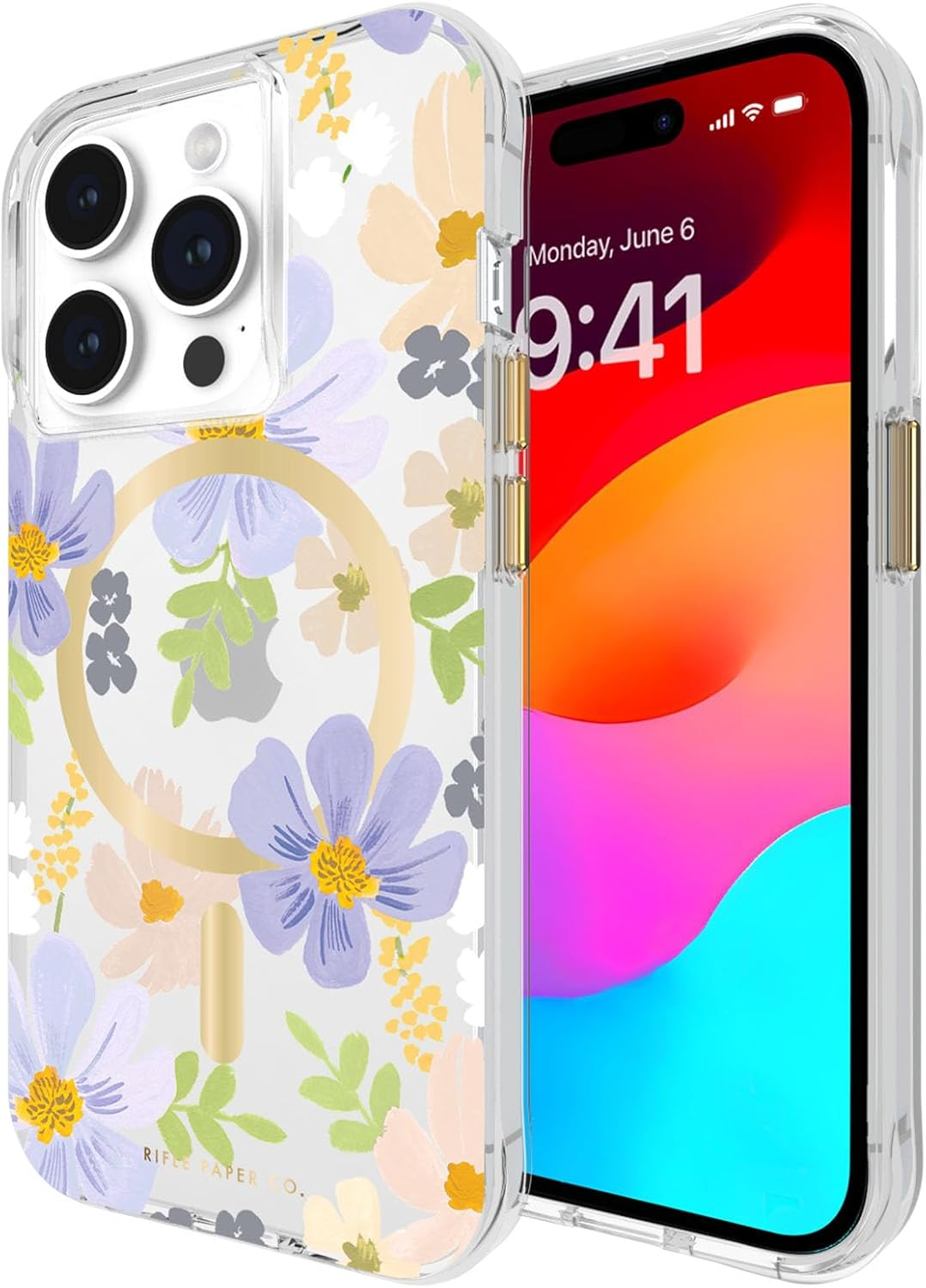 Rifle Paper Co. Iphone 15 Pro Case [Compatible with Magsafe] [12Ft Drop Protection] Cute Iphone Case 6.1" with Floral Pattern, Anti-Scratch Tech, Shockproof Material, Slim Fit - Willow