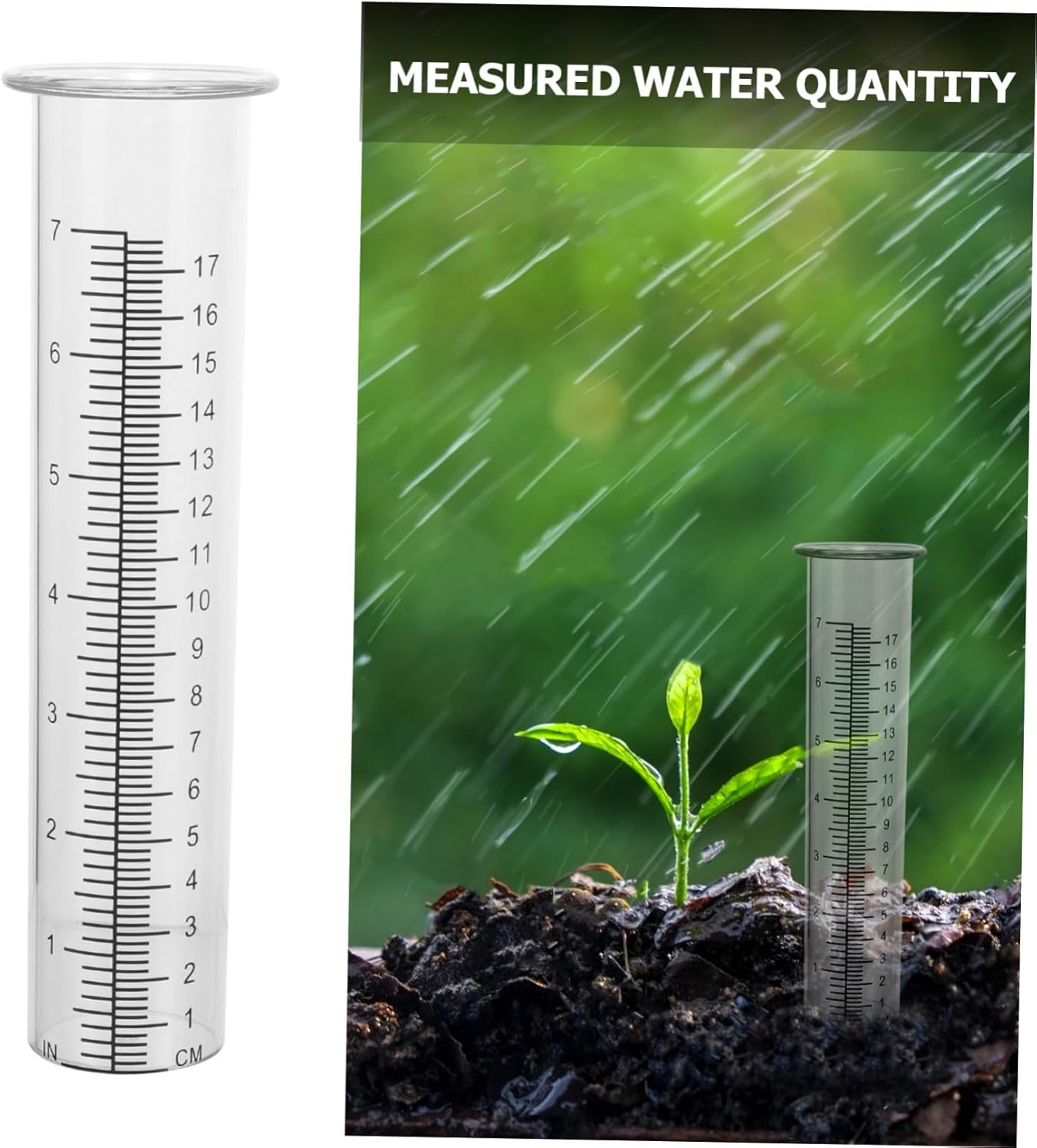 Toyvian 2Pcs Transparent Plastic Rain Gauges with Scale Rain Measuring Tubes for Garden Lawn Outdoor Water Collection and Precipitation Monitoring image number 6