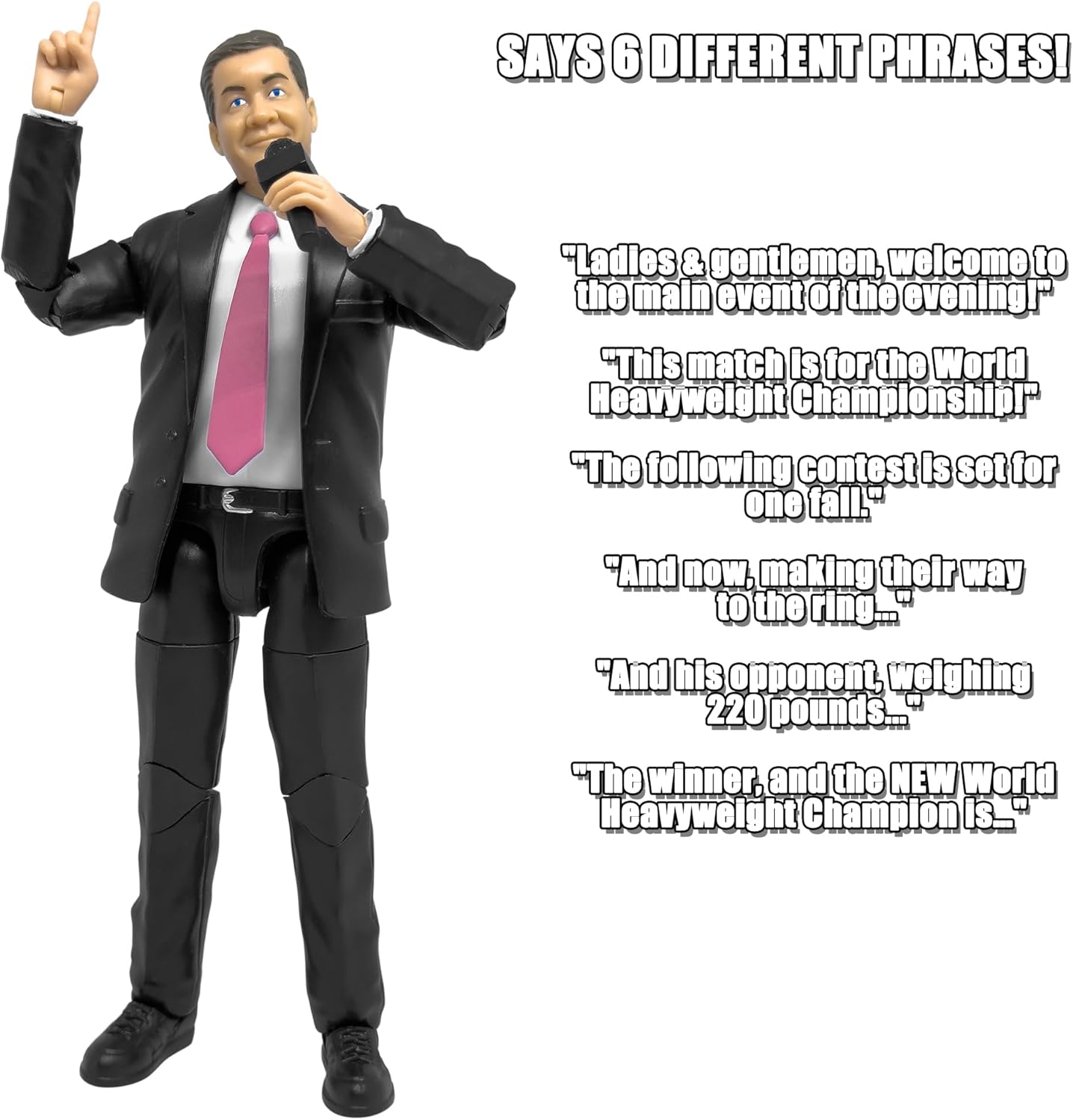 Special Deal: Talking Referee & Ring Announcer Wrestling Figures image number 6
