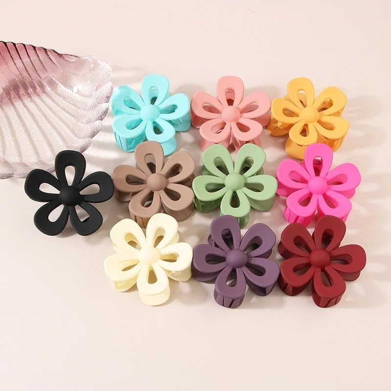 Hair Claw Clips 7CM Ladies Fashion Solid Color Frosted Hollow Flower Hairpin Headdress Shark Clip Hair Accessories image number 3