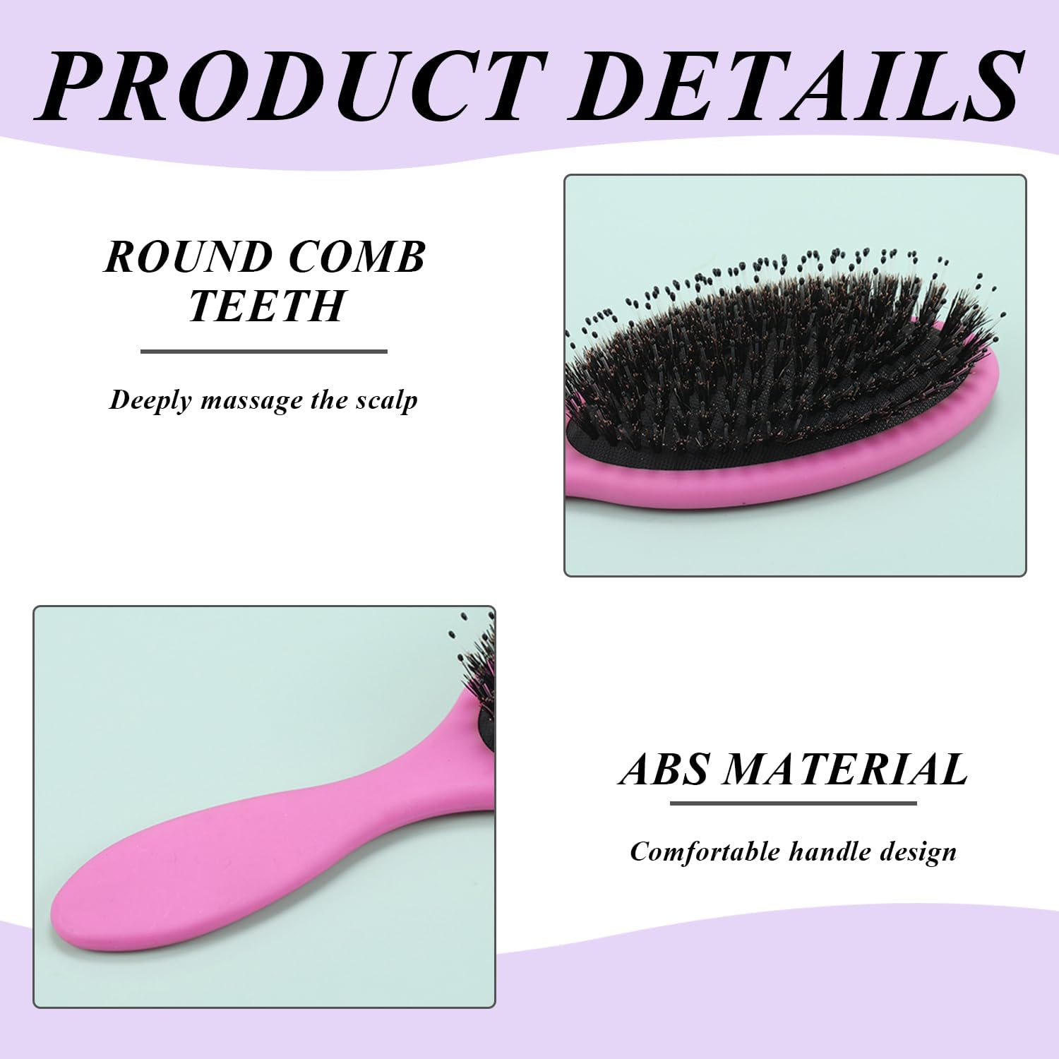 2 Pieces Hair Massage Comb, Hairdressing Tool, Ergonomic Comfort Handle, Practical Cleaning Brush, Styling Props from Women. image number 2