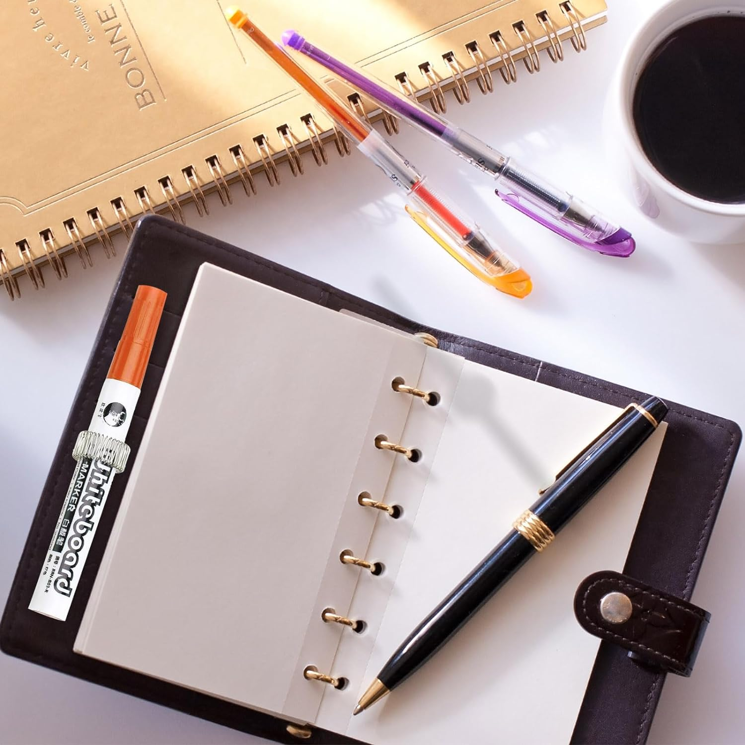 12Pcs Adhesive Pen Holder, Manganese Steel Pen Clip Holder with Elastic Spring Pen Loop, Stick on Pencil Pen Holder for Notebook Clipboard Whiteboard Refrigerator Car, 4 Colors image number 3