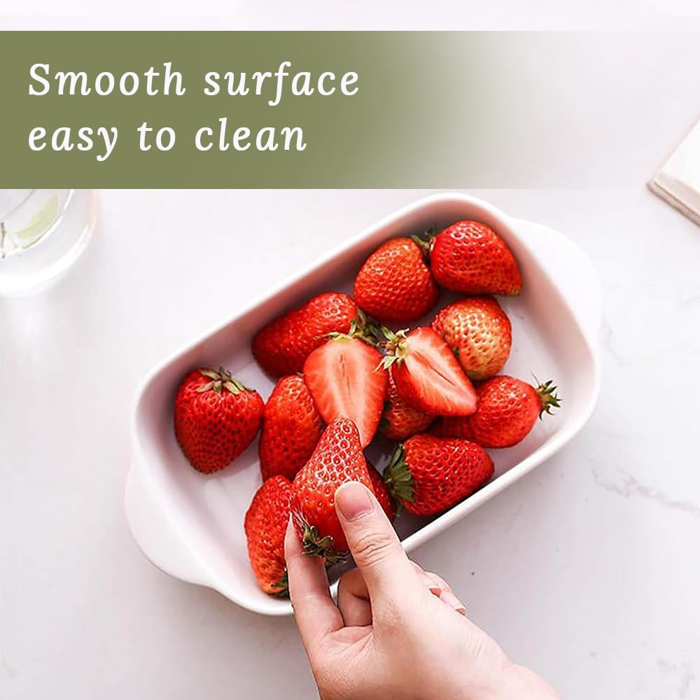 GUDAJIN Four-Piece Bakeware Set, White Ceramic Baking Tray for Daily Baking Cakes, Rectangular Baking Tray with Handles, Suitable for Cooking, Banquets and Kitchens