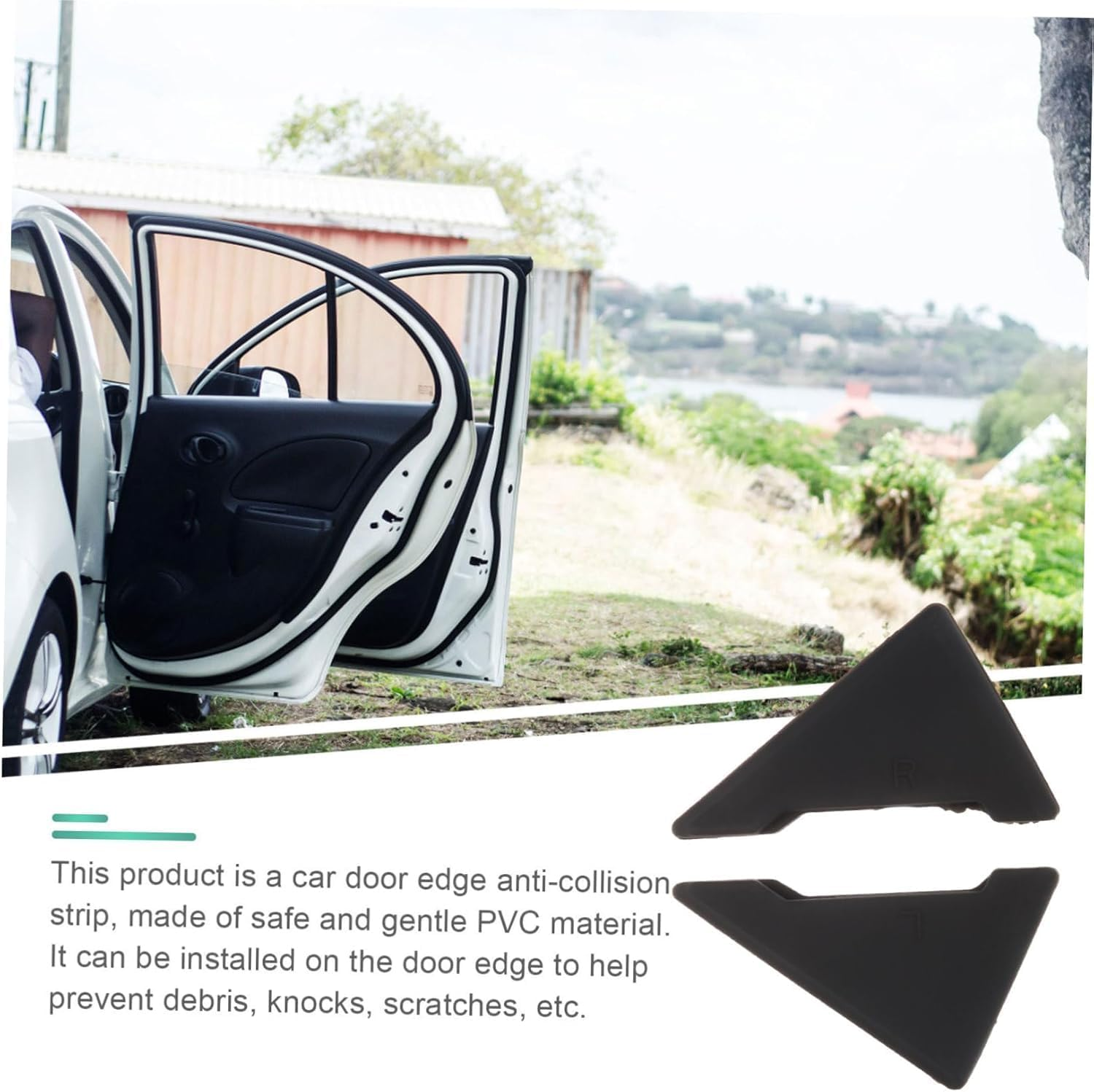 4Pcs Car Door Edge Guard Silicone Protector Covers Durable Corner Bump Absorbers Scratch Auto Edges Protection for Vehicle Doors Protection Covers (Black) image number 2