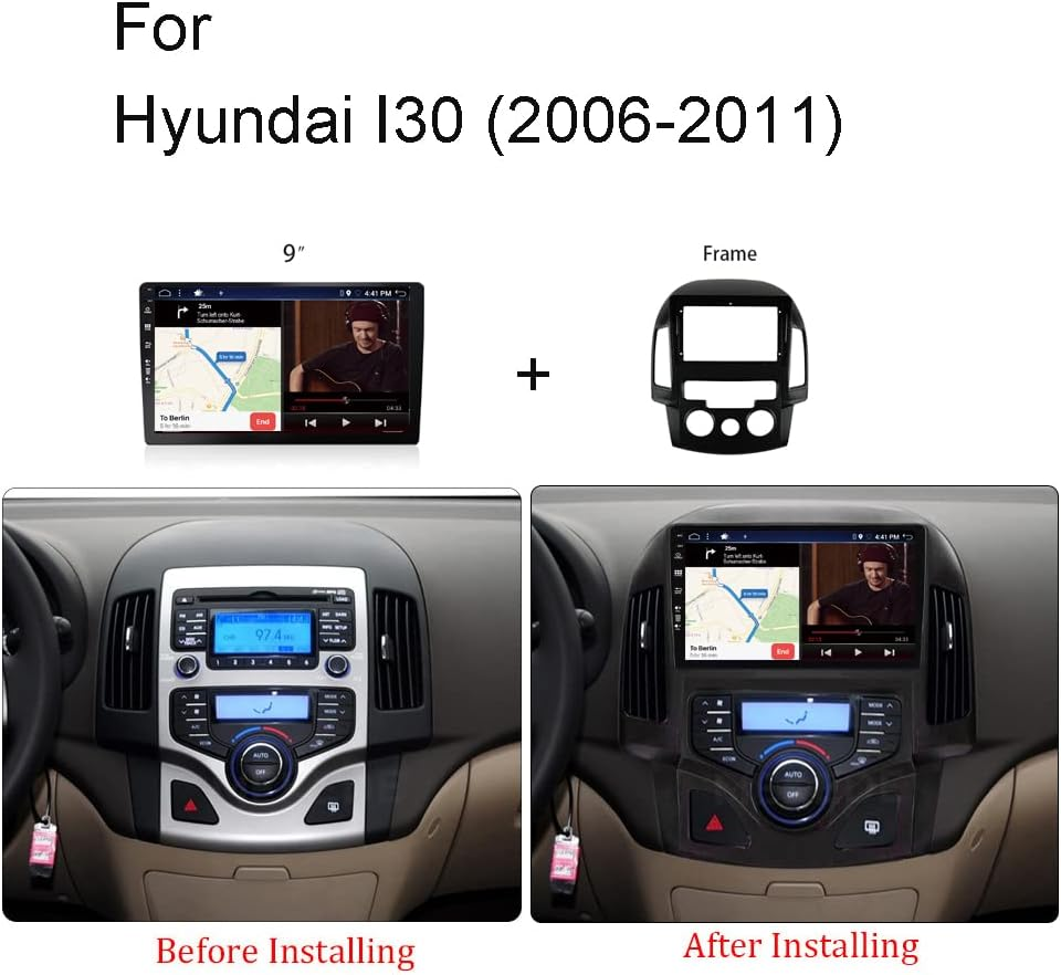Bxliyer【Built-In 4G DAB】 Android 14-6G+128G Car Stereo for Hyundai I30 (2006-2011) - Wireless Carplay/Android Auto - Camera + MIC - IPS 9 Inch 2 Din - AHD Steering Wheel Fast-Boot 360-CAM HDMI DSP image number 5