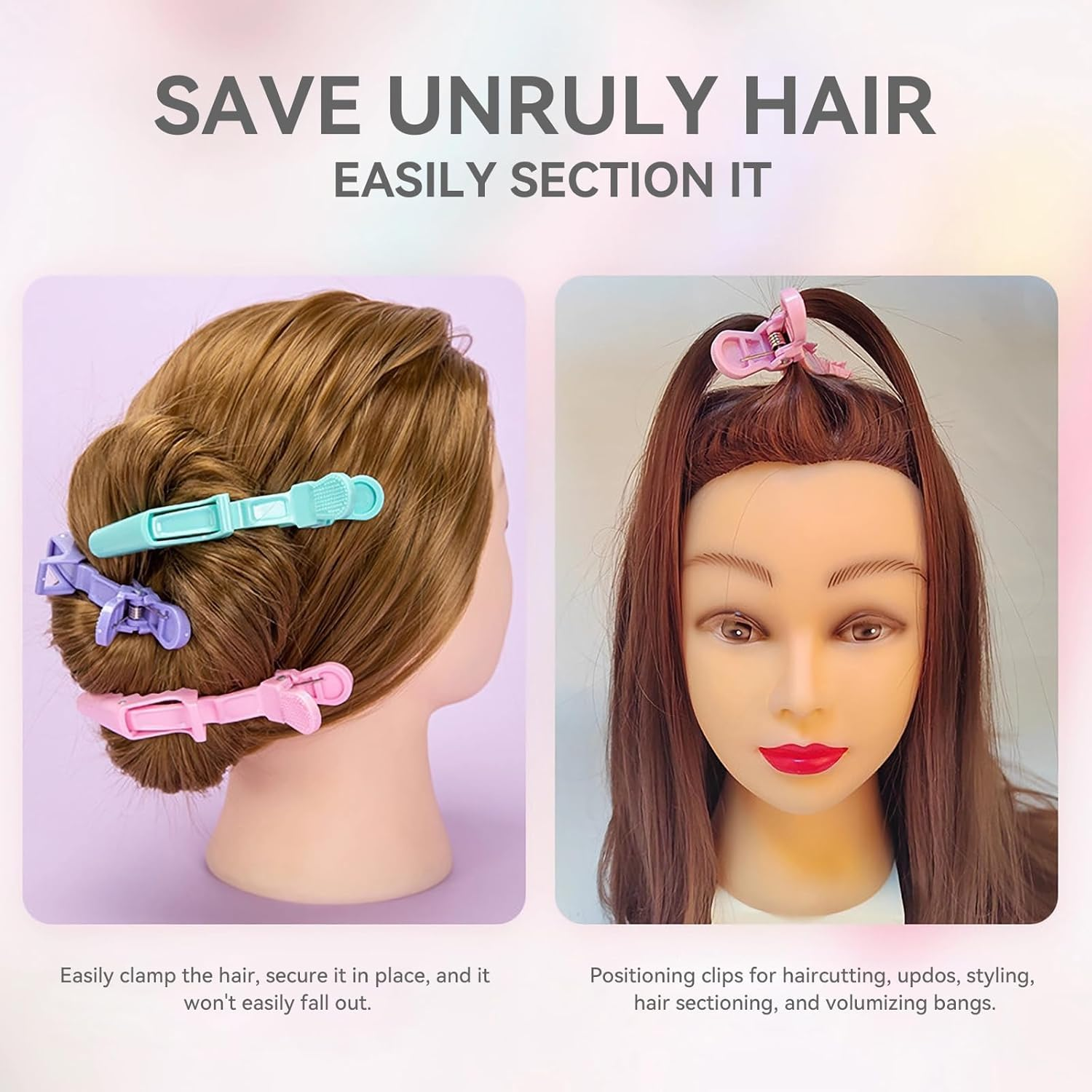 12Pcs Styling Hair Clips Duck Bill Clips Professional Hairdressing Salon Sectioning Alligator Hair Clips Durable Nonslip Grips Wide Teeth (Pink) - Black image number 5