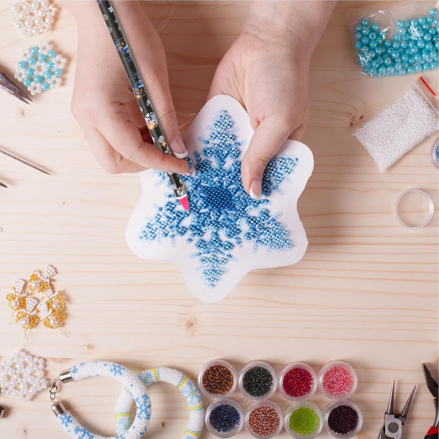 Rissunkv Rhinestone Pen Tool, Set of 4 Wax Pencils for Gem Painting, Non-Slip Grip, Reusable Crafting Supplies, Lightweight Art Design Pen for Costume Decoration Phone Bedazzling image number 6