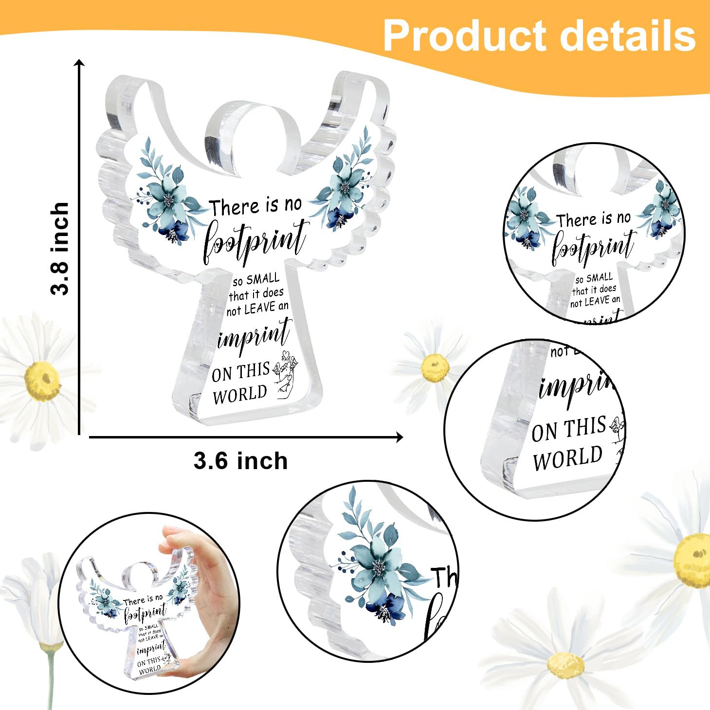 Sympathy Gifts, Miscarriage Gifts for Mothers, Remembrance Gift, Remember Me Grieving Present, Baby Footprint Memorial Angel Acrylic Decor, Funeral in Memory of Loss of Baby, Infant Loss Sympathy Gift