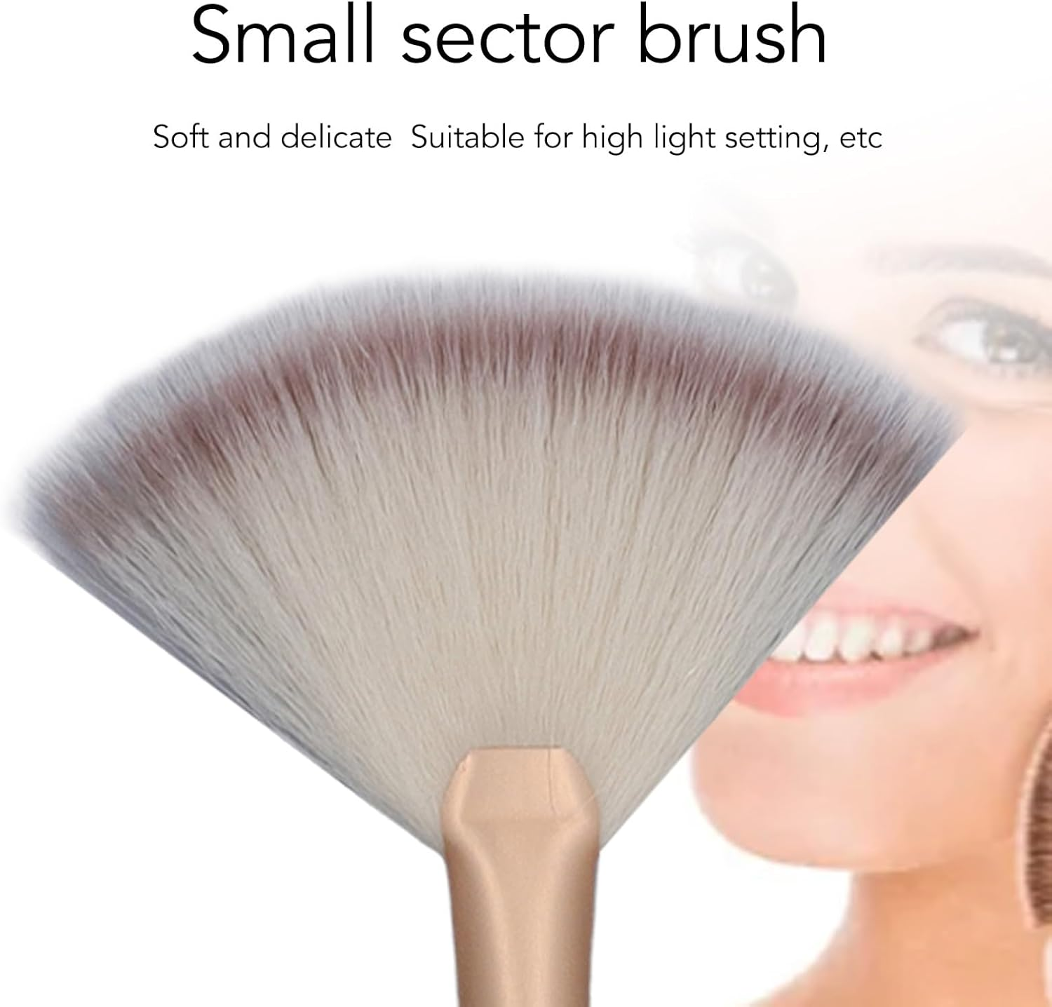 Ejoyous 9PCS Champagne Color Facial Fan Makeup Brush Set, Soft Fiber Bristles Aluminum Ferrule, Anti-Wear & Deformation, High Powder Pickup & Blending for Setting/Blush/Loose Powder