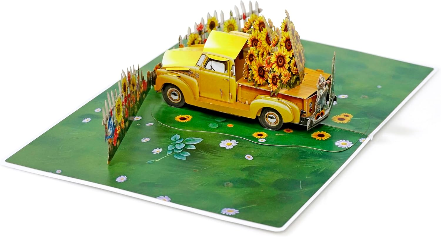 CUTPOPUP Sunflower Truck, Mothers Day Card Pop Up, 3D Birthday Greeting Card, Mother'S Day Card for Women, Mom, Wife, Grandma, Daughter (Sunflower Truck) SD229AU1520 image number 1