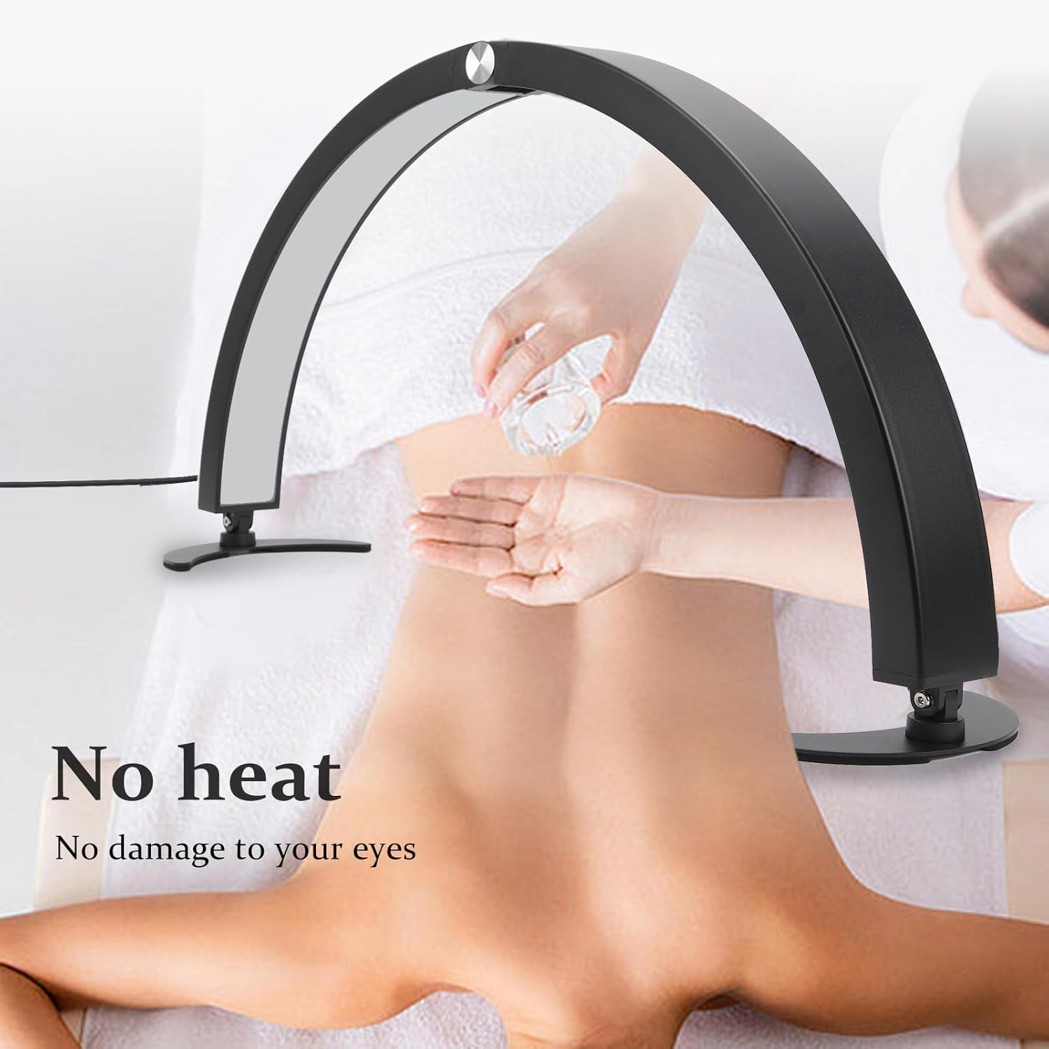 Half Moon Desk Lamp for Nails Art, 3200K‑5600K Dimmable LED Half Moon Light with 28 Inch Lamp Head, 40W Fill Light with Remote Control for Beauty Lash Extension Tattoo (Black) image number 3