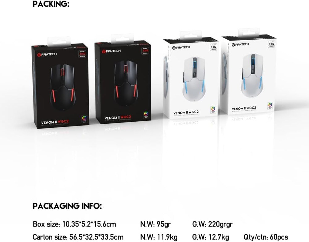 Fantech WGC2 2.4Ghz Wireless Gaming Mouse, Adjustable 2400 DPI, Ergonomic Computer Mouse for PC & Laptop (White) - Purple image number 5