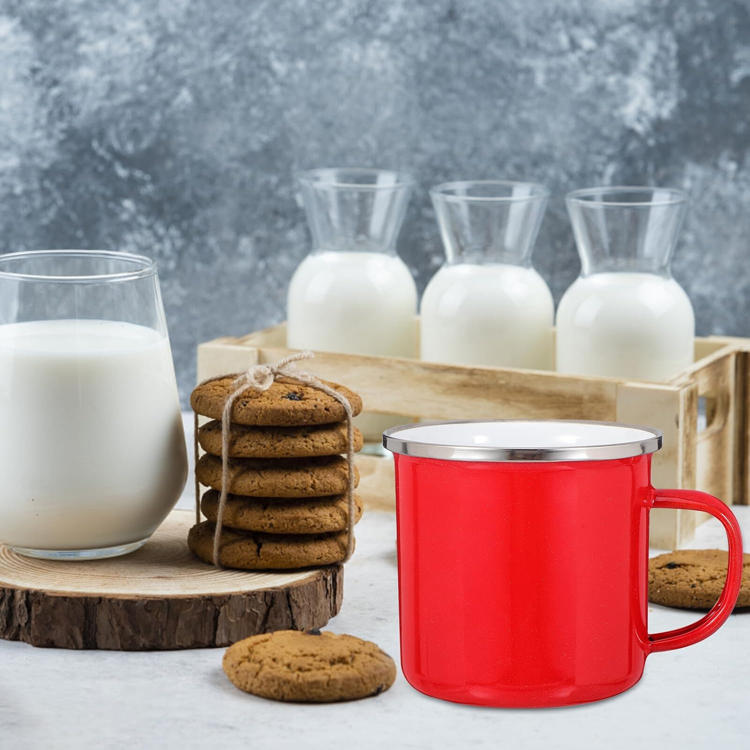 NESTINGHO Enamel Campfire Mug with Burn-Preventing Stainless Steel Rim Insulated Hot Drink Cup for Camping Office Travel Iron Enamel Construction for Coffee Tea and More image number 2