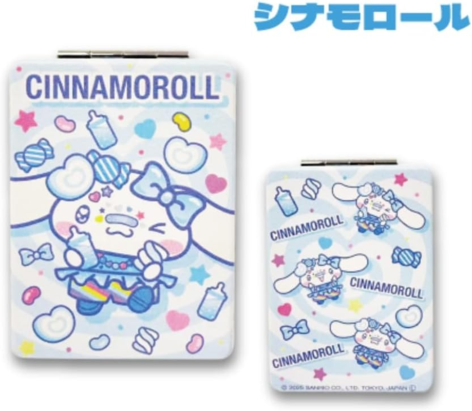 Hatayama Shoji Sanrio 34203135 Folding Mirror, Decora Cinnamon Roll, Approx. H 3.3 X W 2.4 Inches (8.5 X 6 Cm) image number 1