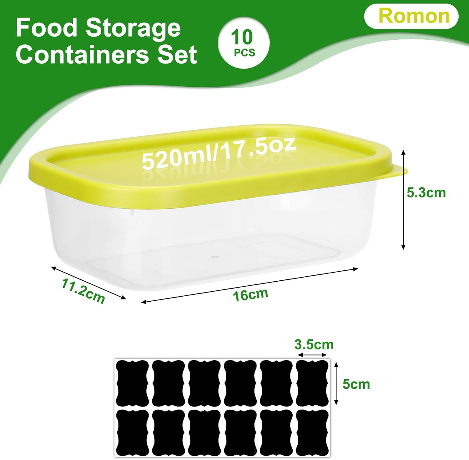 Romon Ice Cube Tray with Lid, 520 Ml Lunch Box Storage Box Lid Airtight for Meal Prep, Storage Containers, Food Storage Containers, Freezer Containers image number 1
