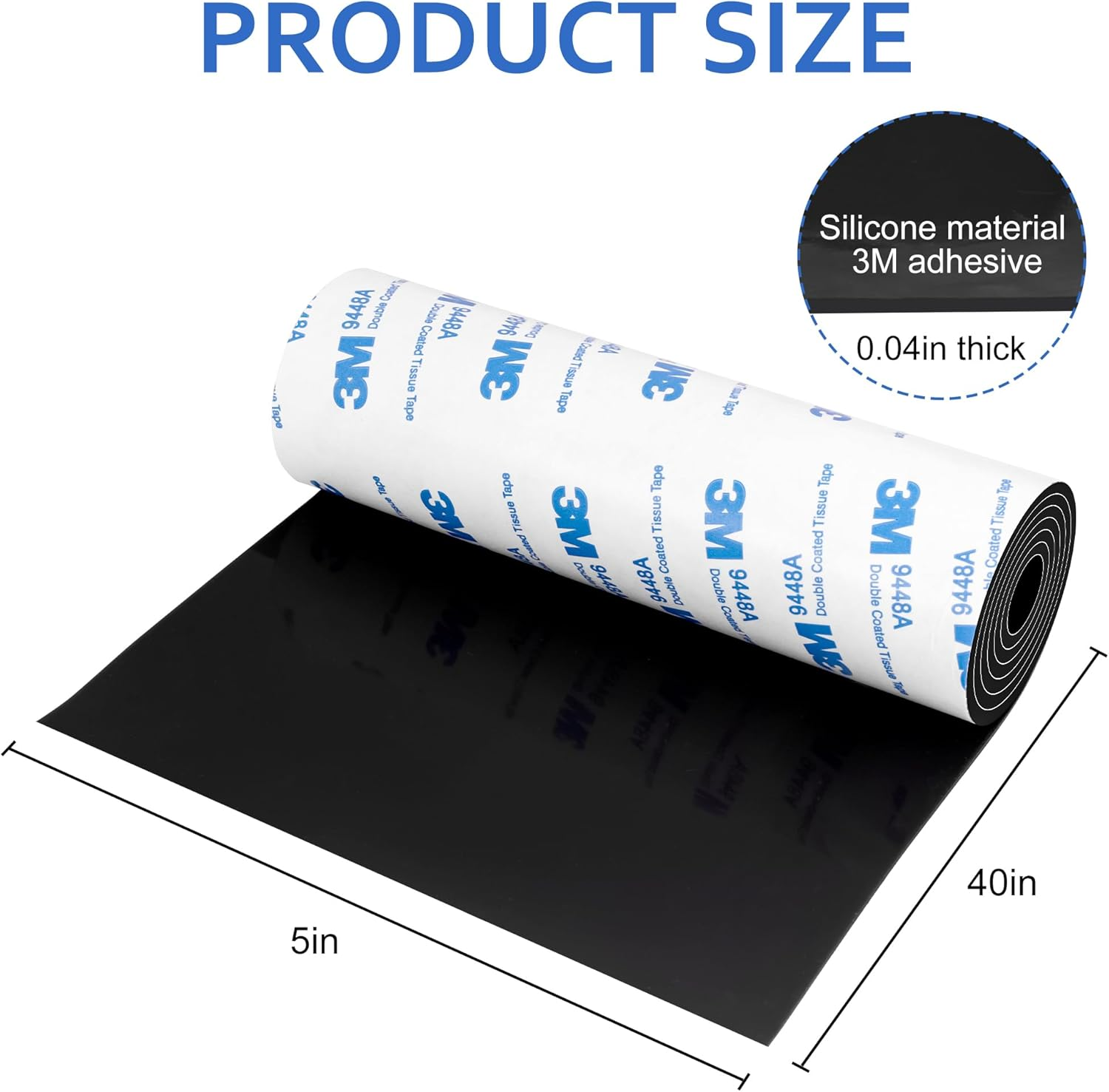 Silicone Furniture Pads, 5" X 40" Non Slip Furniture Pads anti Skid Pads Non Slip Self Adhesive Cuttable Silicone Tape Silicone Strip Roll for Protecting Hardwood Floors Chair Wall Protector - Black image number 3