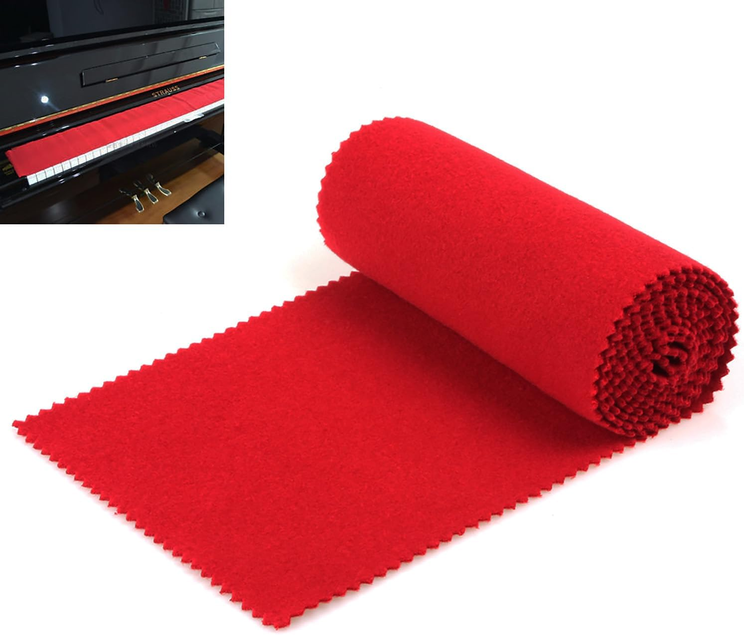 【The Best Deal】Soft Red Piano Keyboard Dust Cover, 88 Keys Protective Cover Cloth 50 * 6 Inch Washable Dust Dirt Scratch Wear Proof Key Cover for Electronic Keyboard, Digital Piano Cleaning Care image number 5