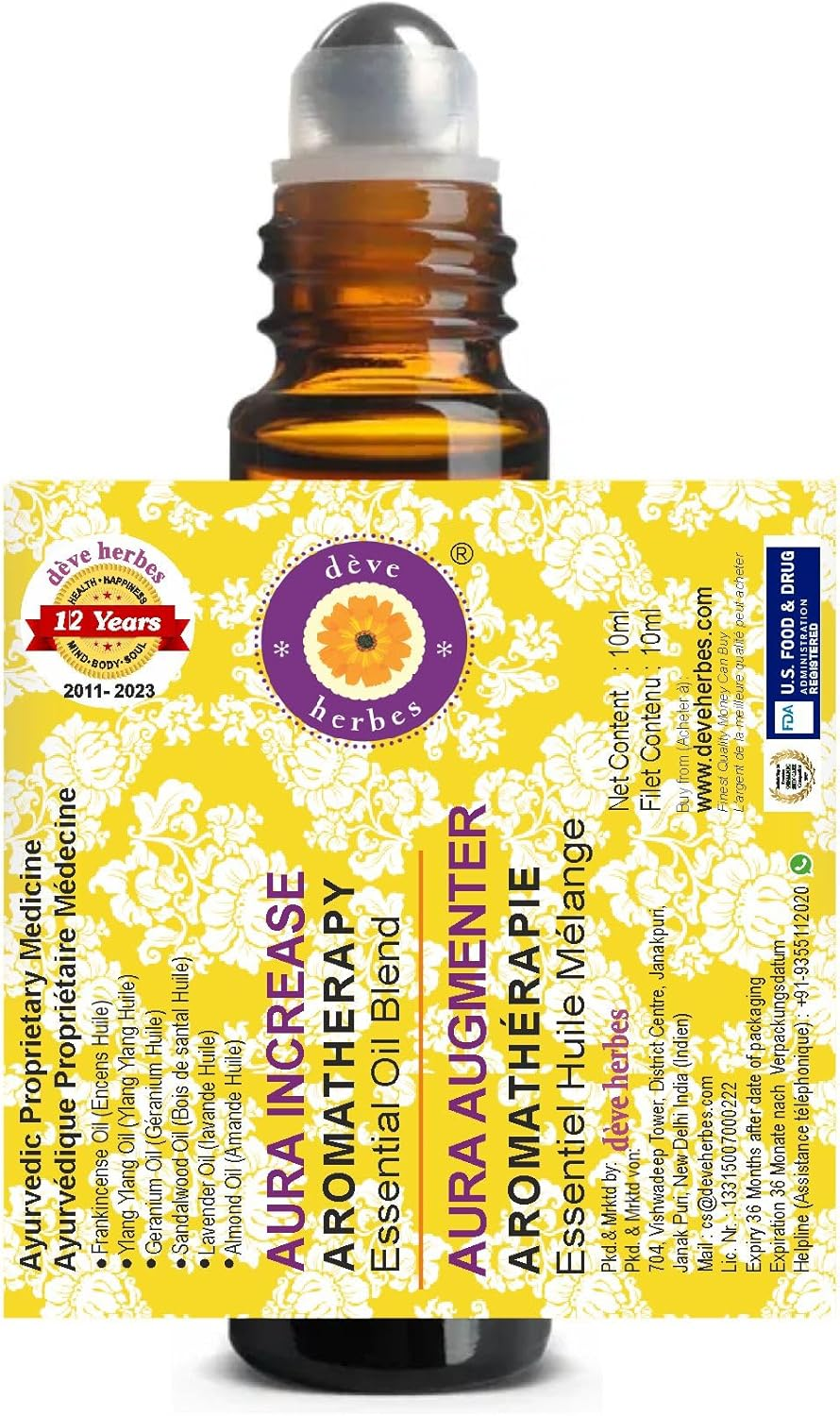 Deve Herbes AURA INCREASE - Aromatherapy Essential Oil Blend of Frankincense, Ylang Ylang, Geranium, Sandalwood & Lavender Essential Oils 10Ml (0.33Oz) image number 6