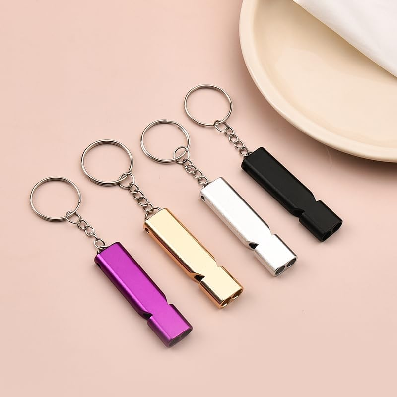 Small Cat Dog Training Whistle Outdoor Survival Whistle Equipment Set 4 Pack Police Referee Whistle Keychain Sports Teacher Coach Whistles for Adults Camp Counselor Whistle Keychain image number 5