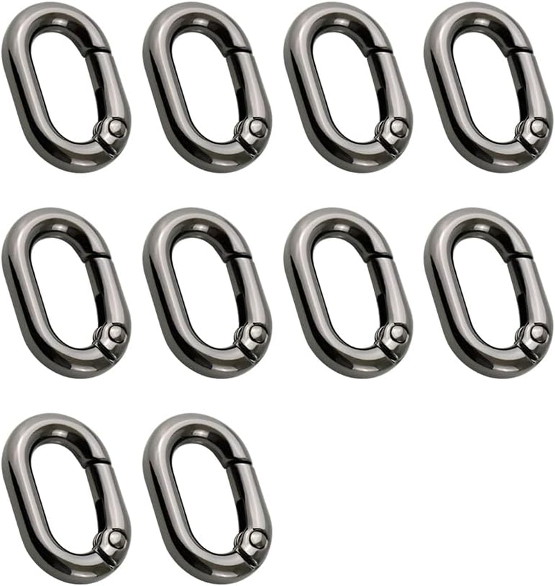 10 PCS TANJUN Carabiner Metal Spring Key Ring, Spring Keyring Buckle, Oval Ring for Bags,Purses